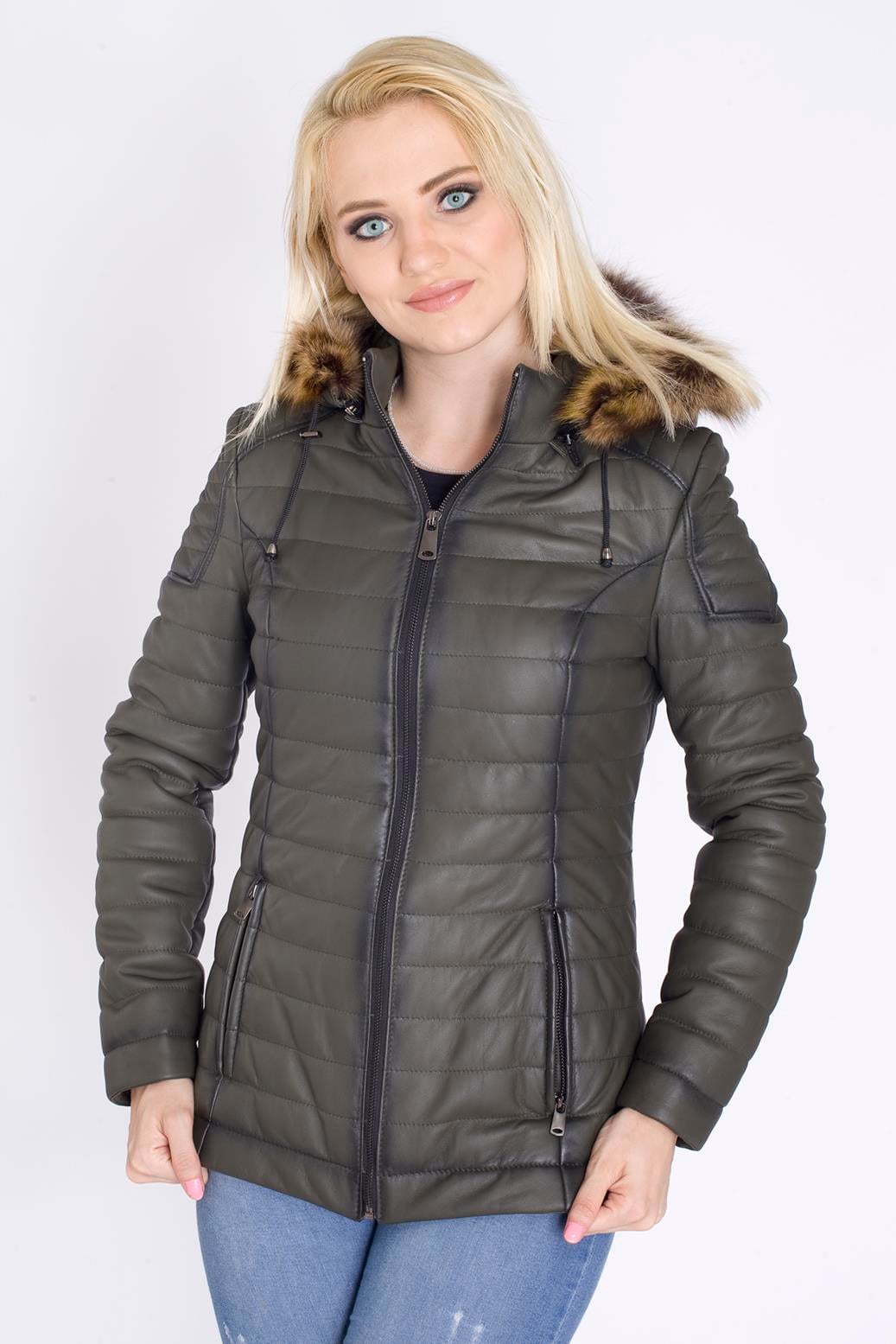 Bayan Şişme Orijinal Deri Mont