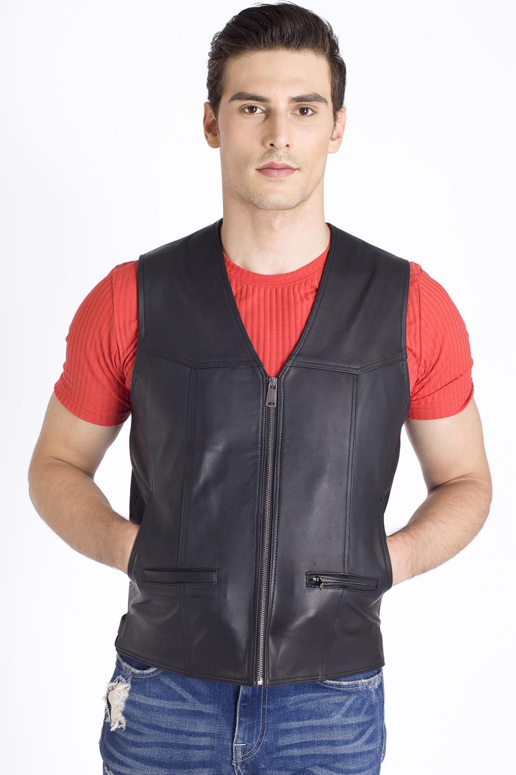 Gerçek Deri Erkek Yelek