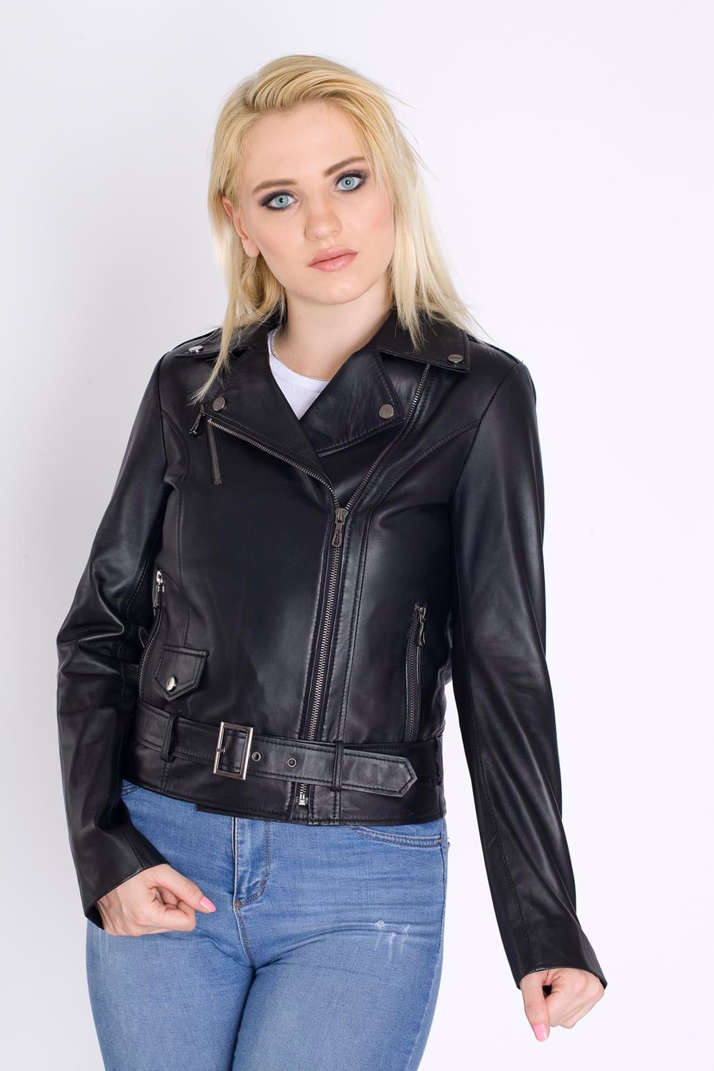 Kadın Motorcu Deri Mont