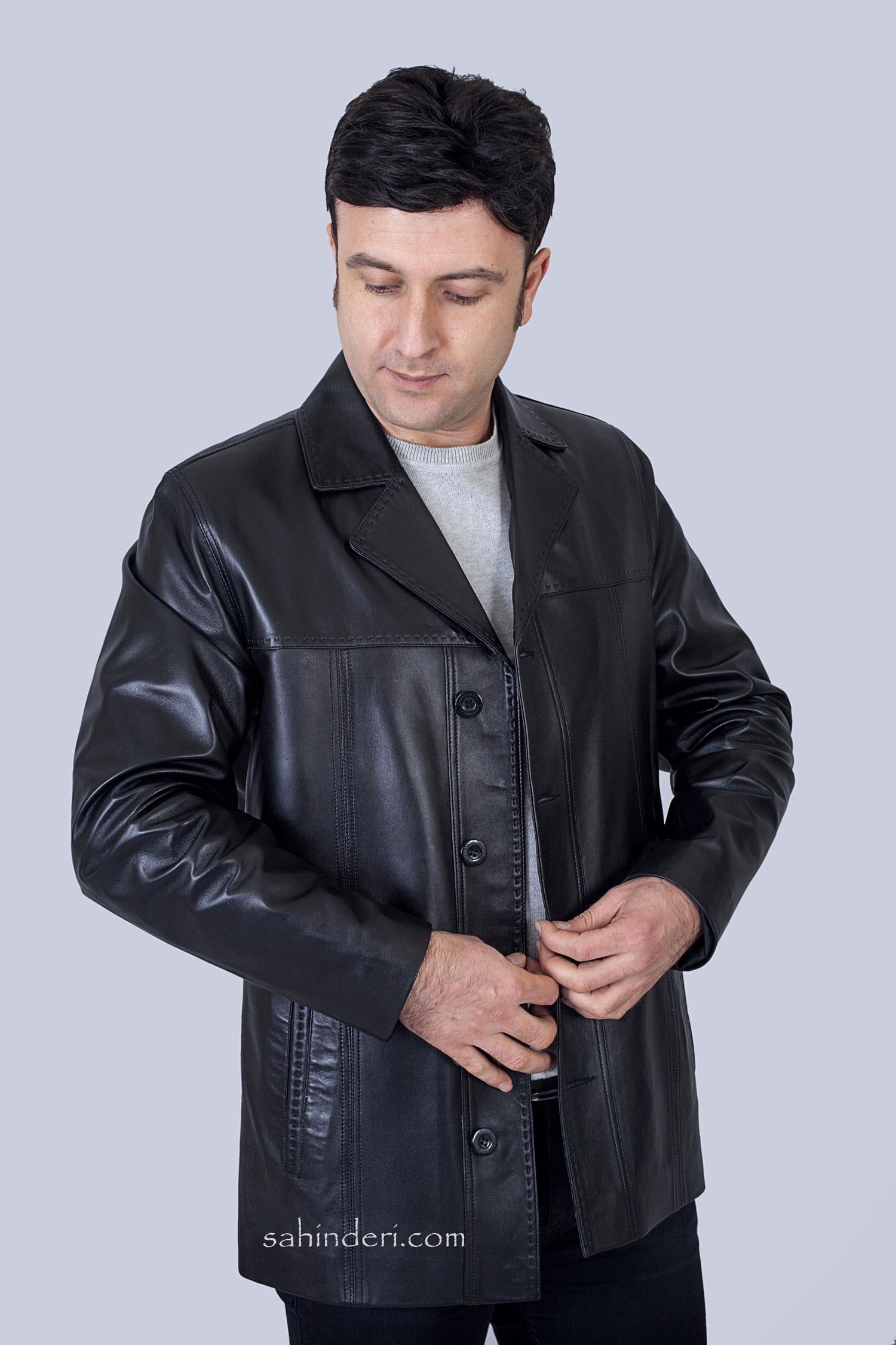 Klasik Sade Deri Ceket