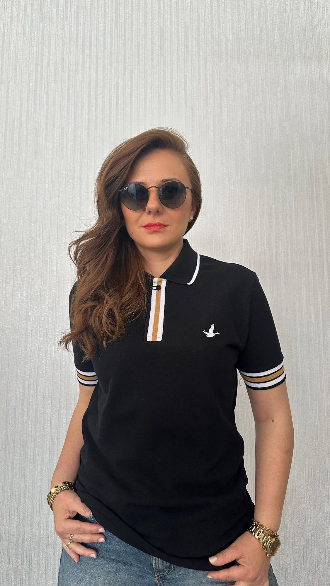 bymn polo yaka unısex siyah tshirt
