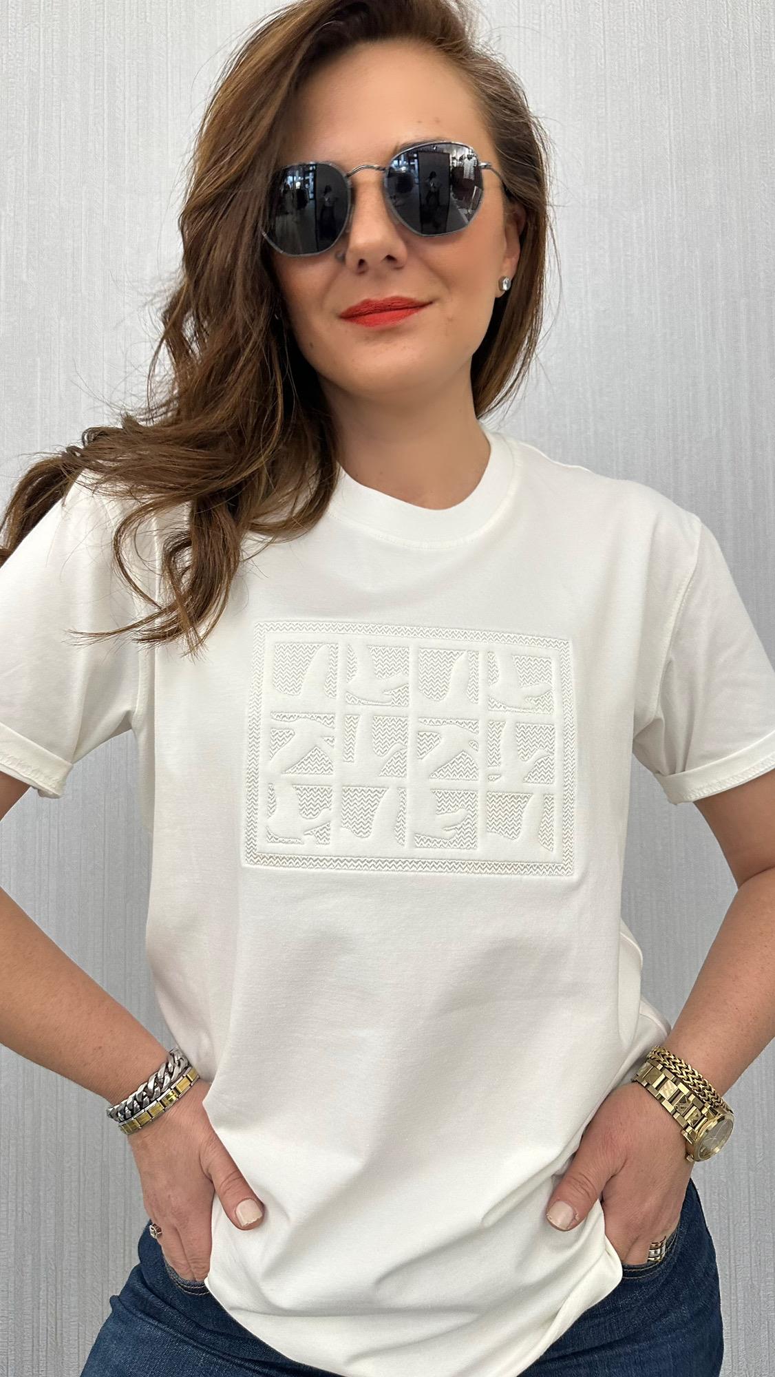 kuş baskı unısex krem tshirt 