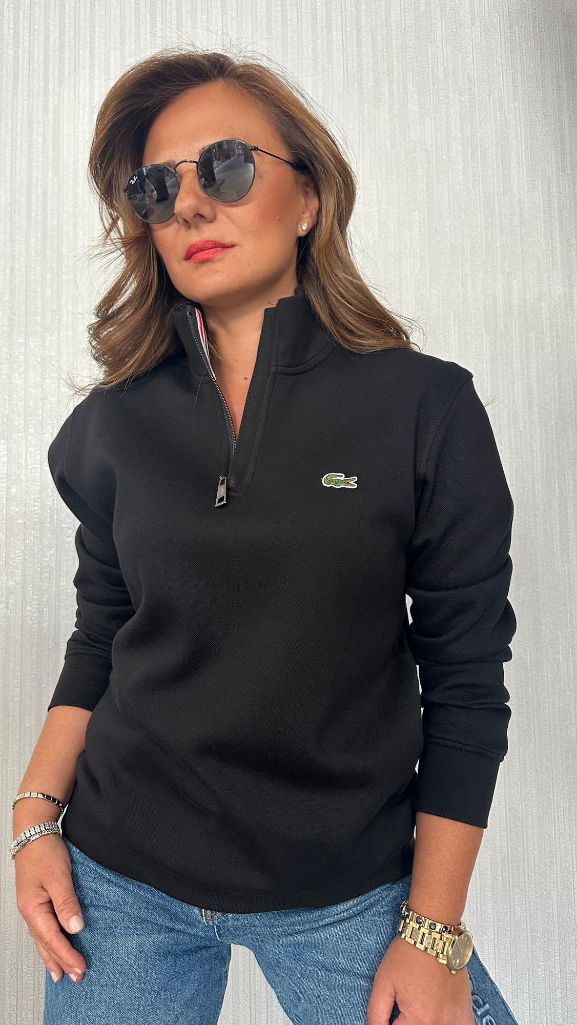 lcst yarım fermuar siyah sweat