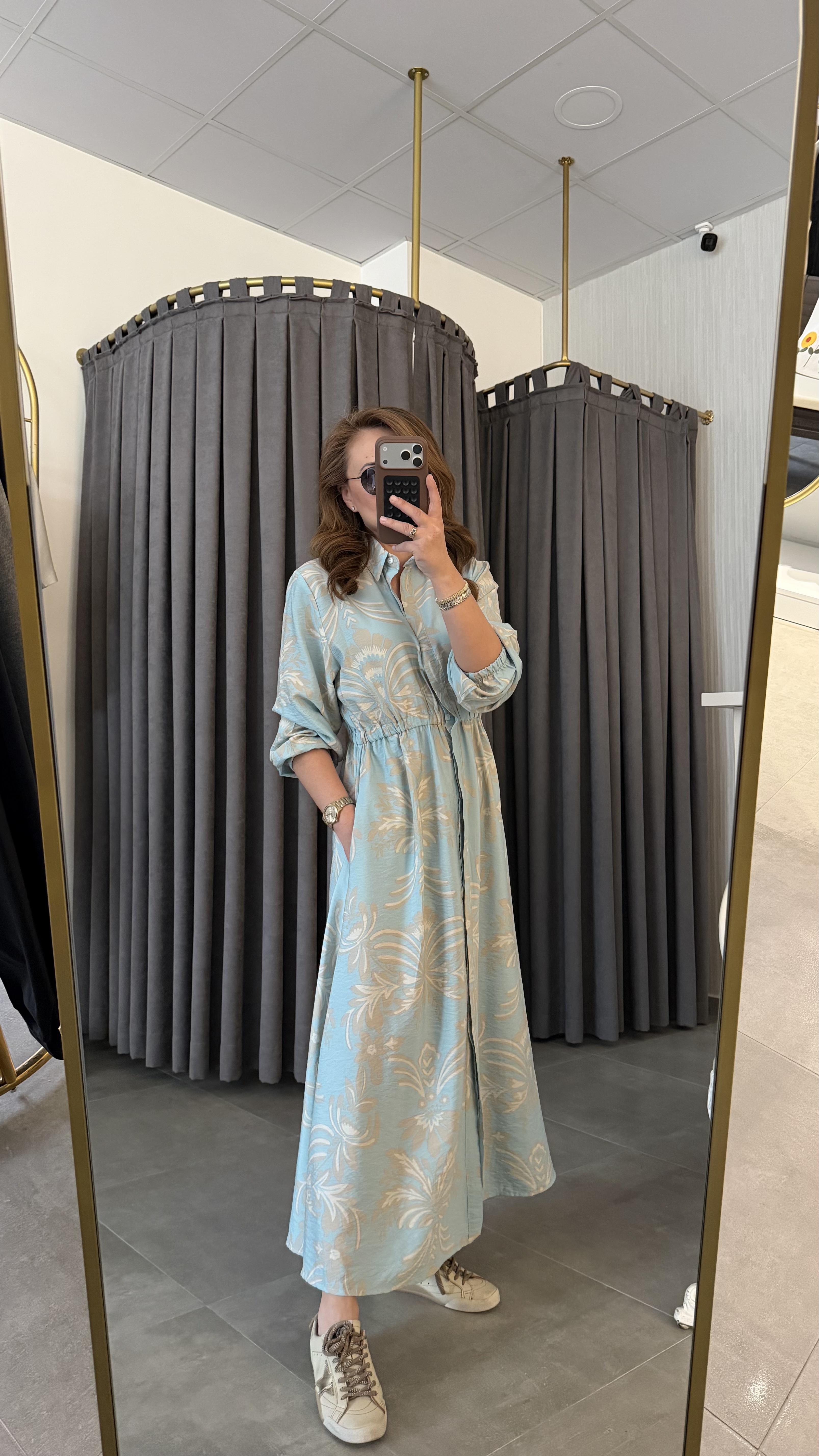 mint desenli bymn elbise