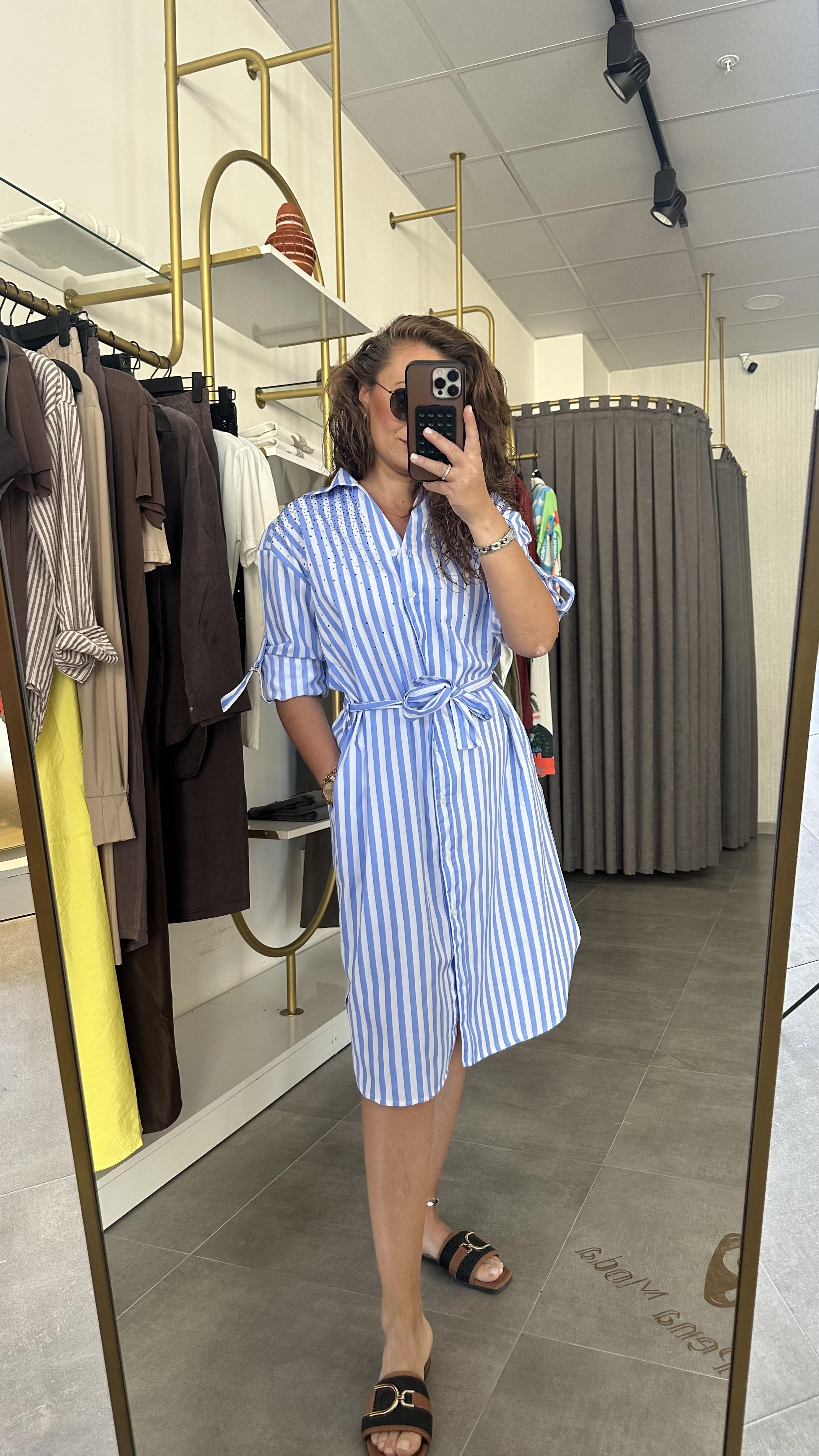 ntwrk model mavi çizgili elbise