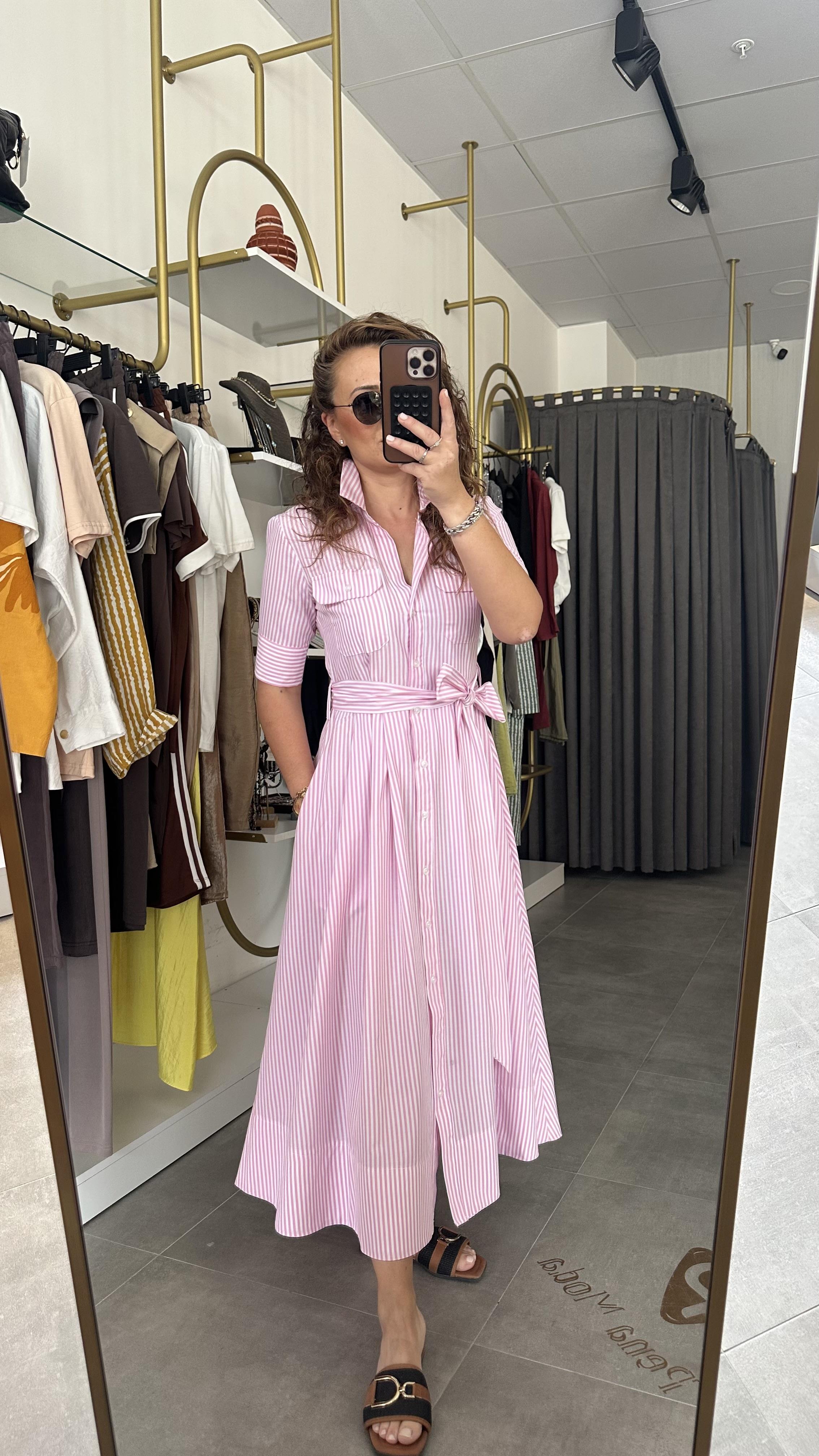 pembe çizgili elbise