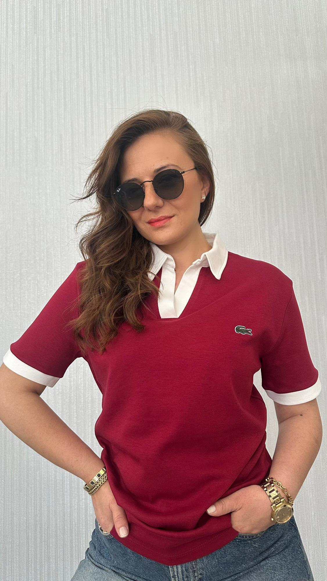 polo v yaka bordo tshirt