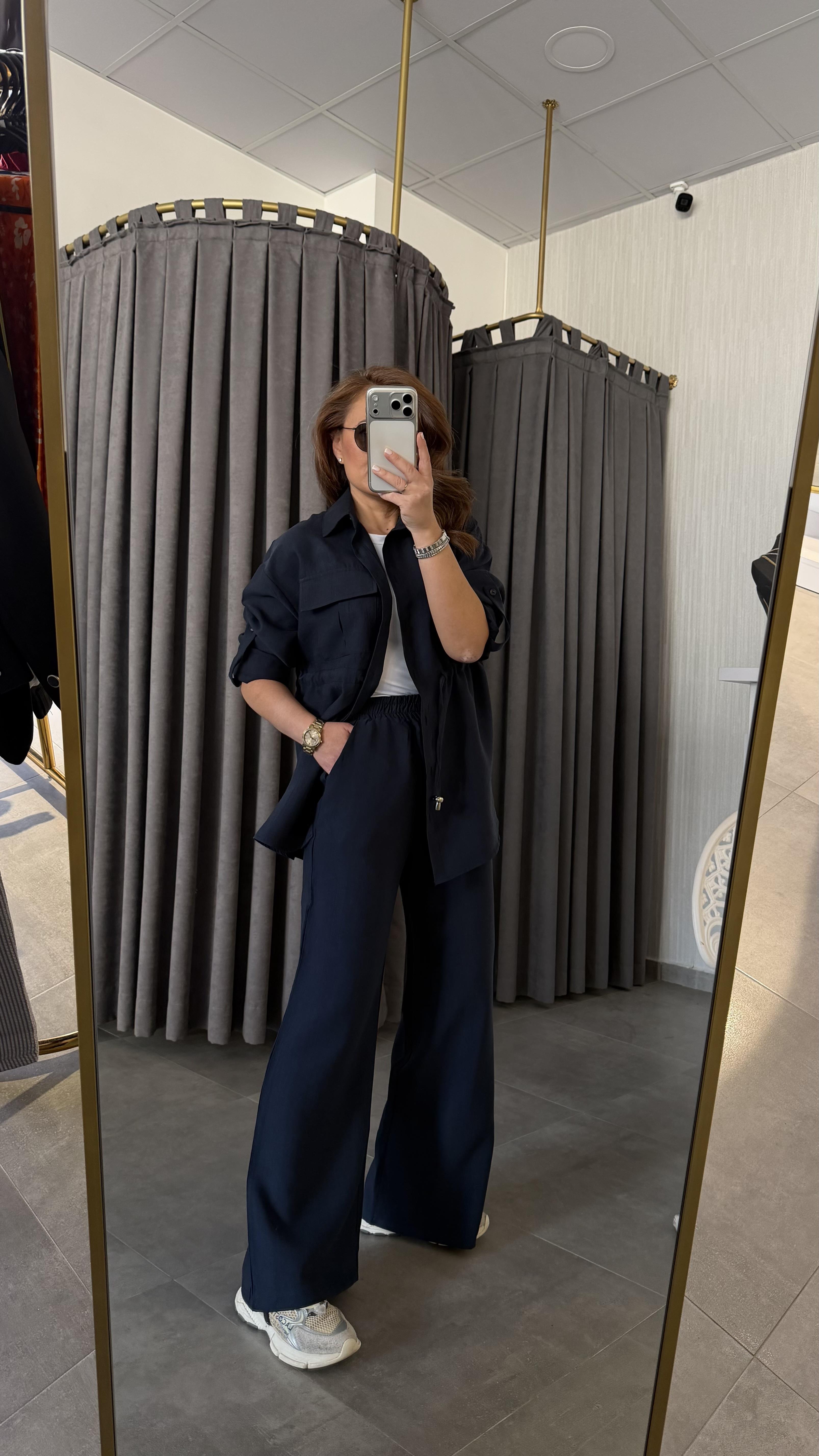 tensel beli ipli lacivert takım