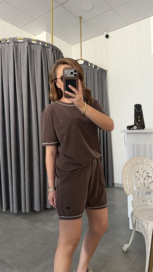 lcst model kahve şort takım