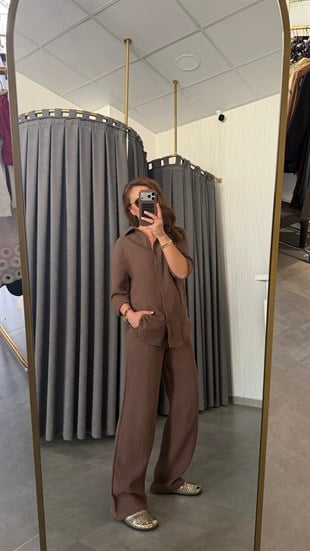 unısex kahve keten takım