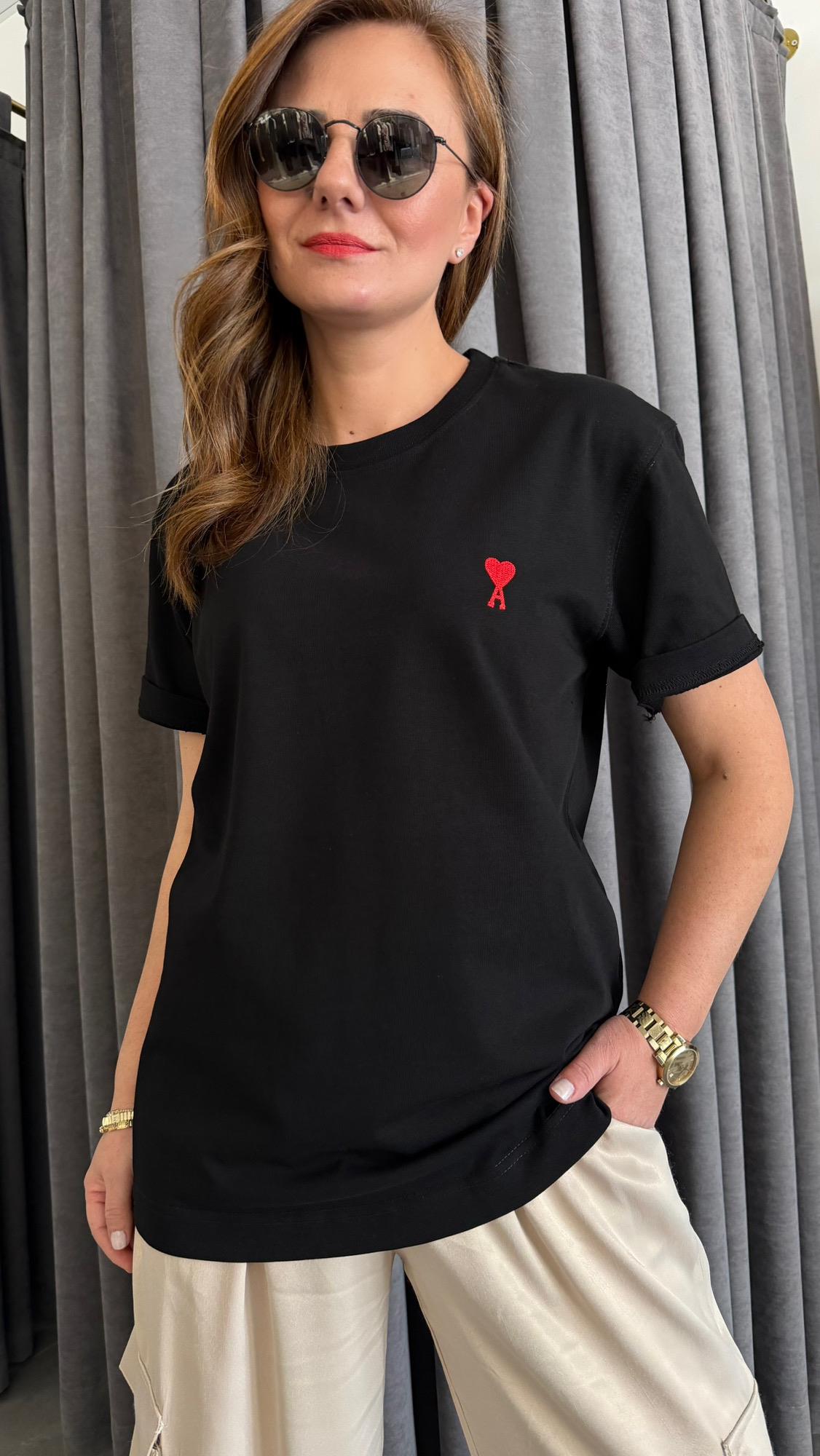amı model unısex siyah tshirt