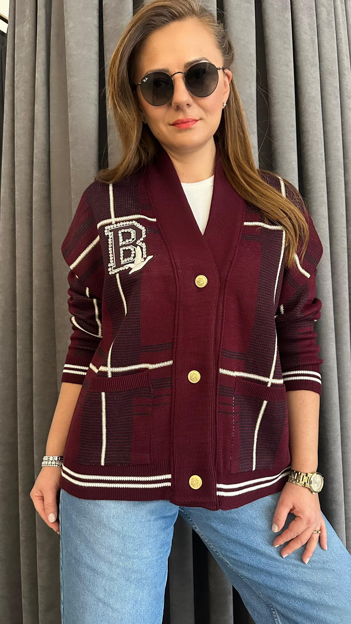 b model bordo hırka