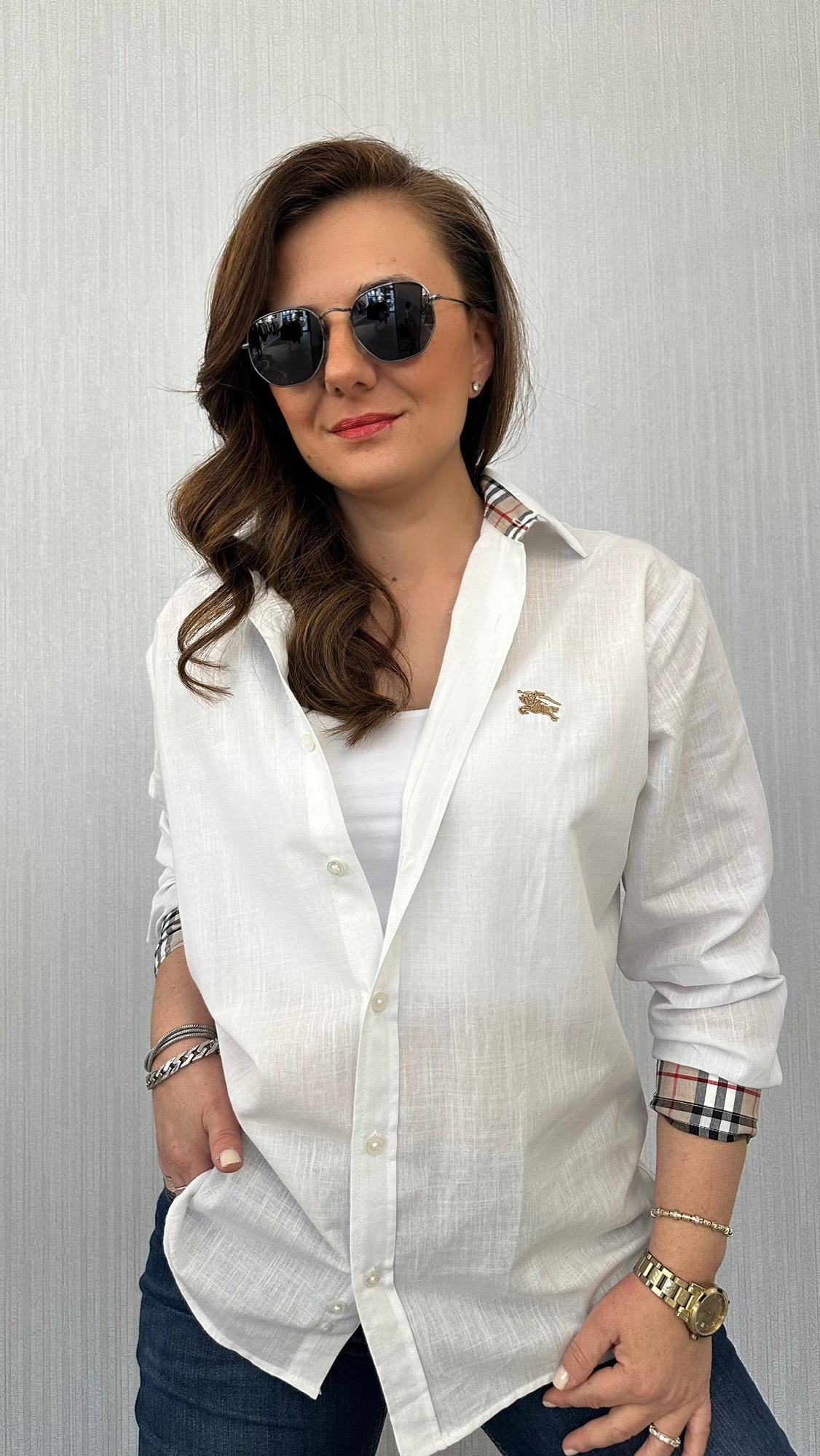 Beyaz brbry model unısex gömlek