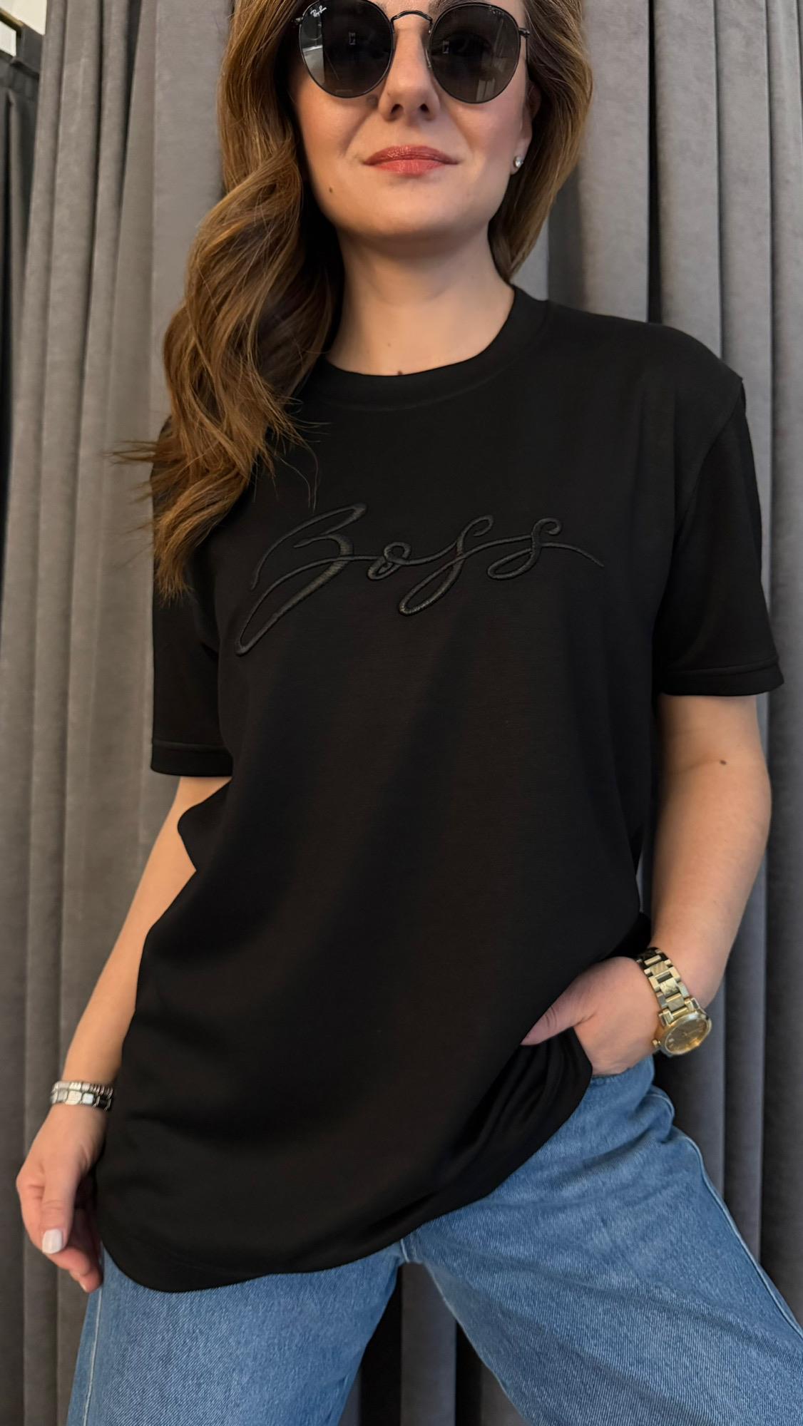 bss kabartma yazı unısex siyah tshirt