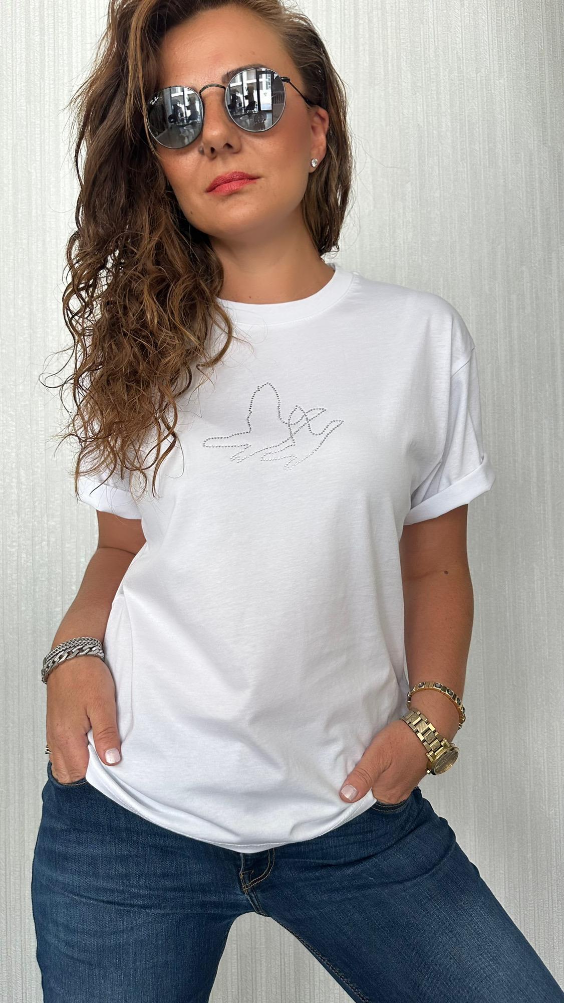 çift kuş beyaz tshirt