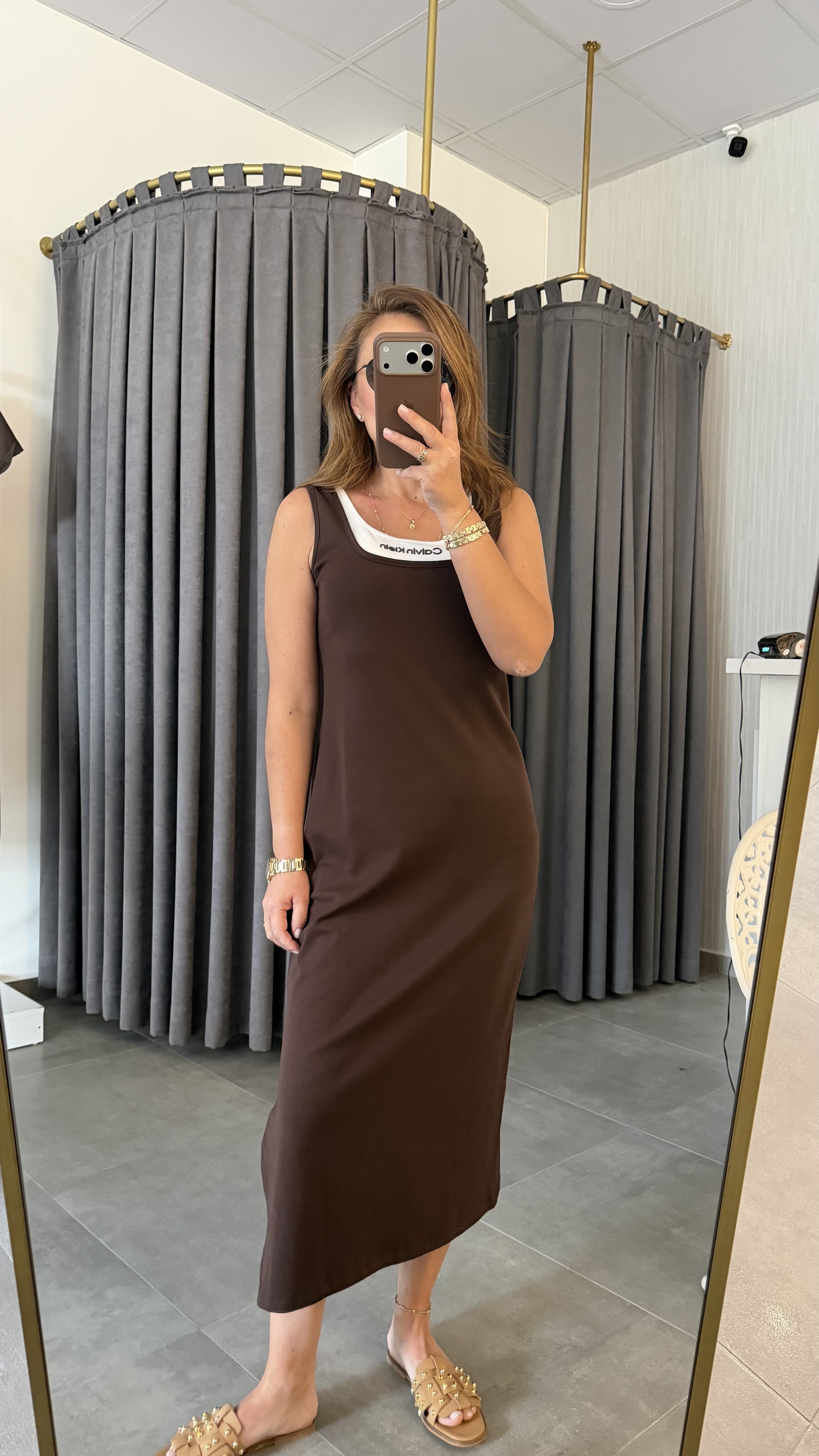 ck model kahve atlet elbise