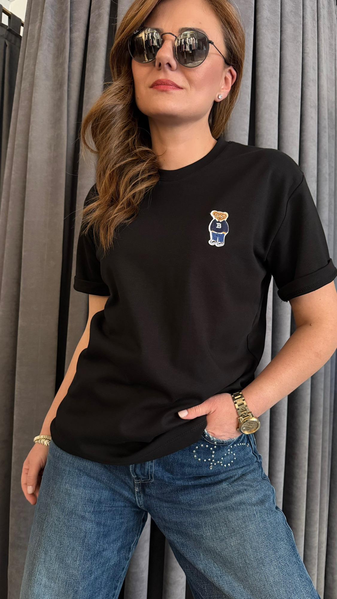 club ayıcık siyah tshirt