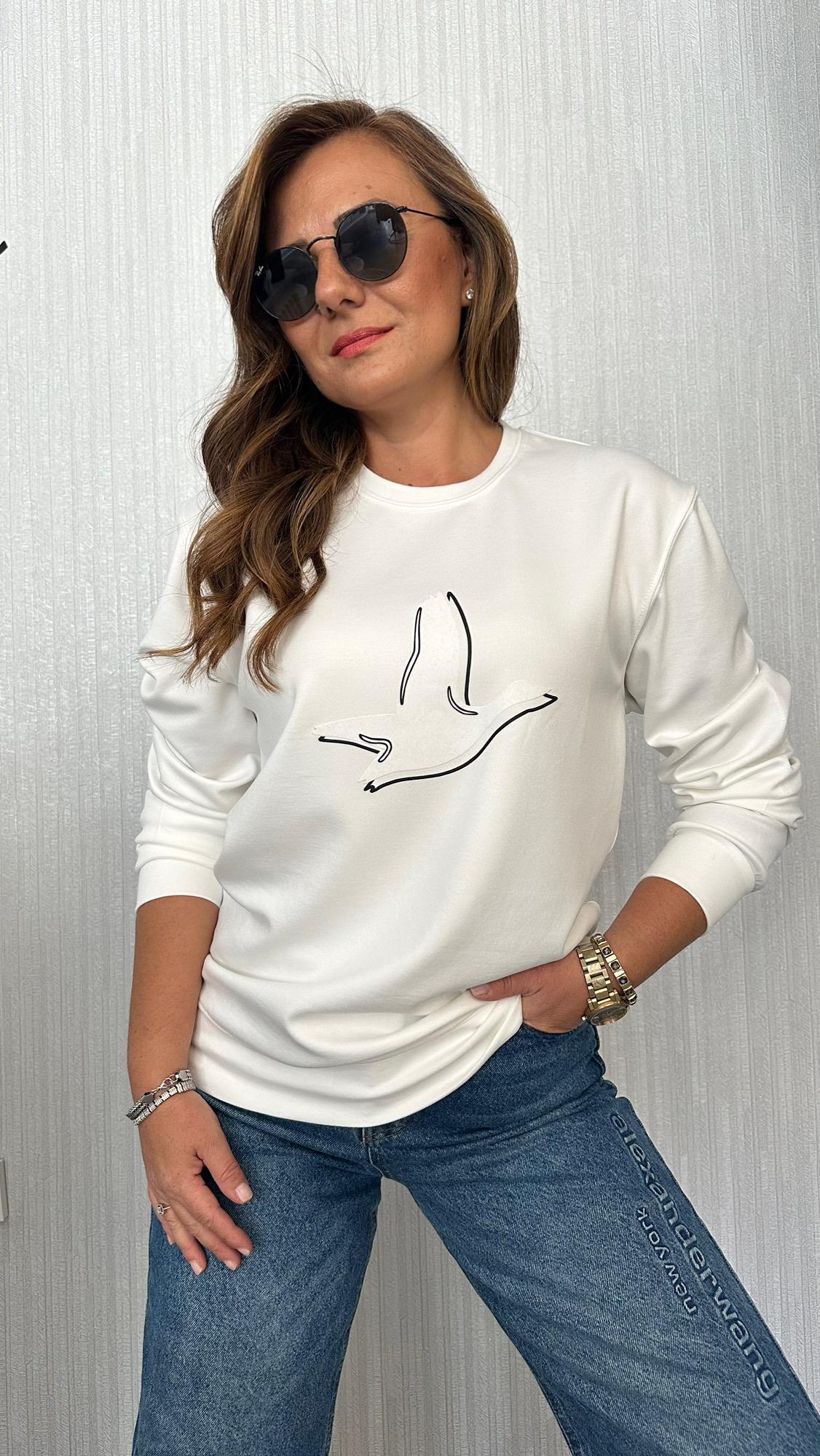 efekt kuş ekru sweat