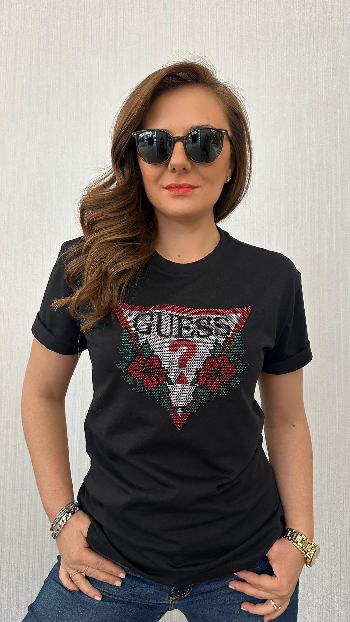 gs taş çiçek siyah tshirt