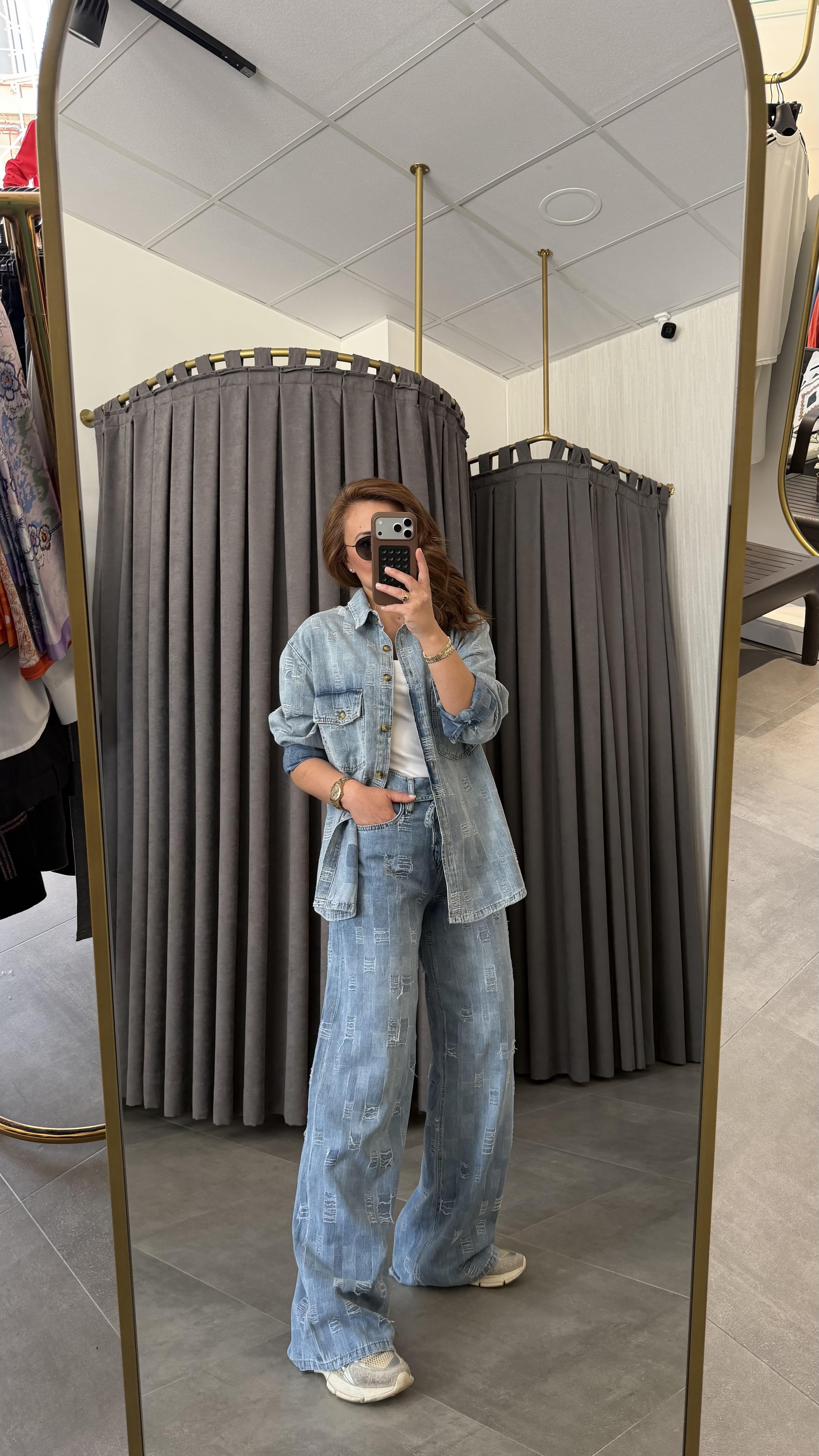 İp detay jean görünüm takım