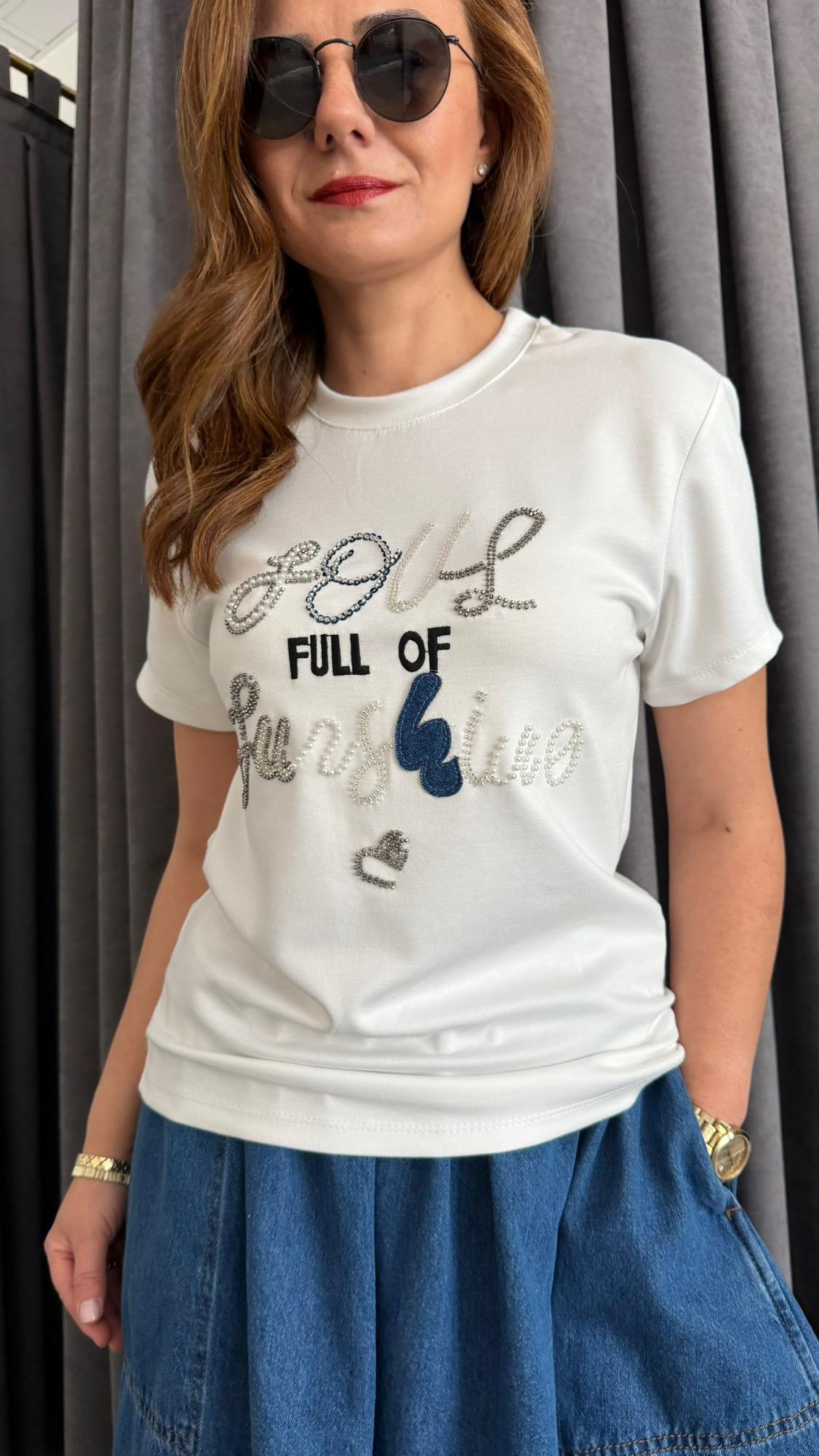 ıpkyl kot aplike beyaz tshirt
