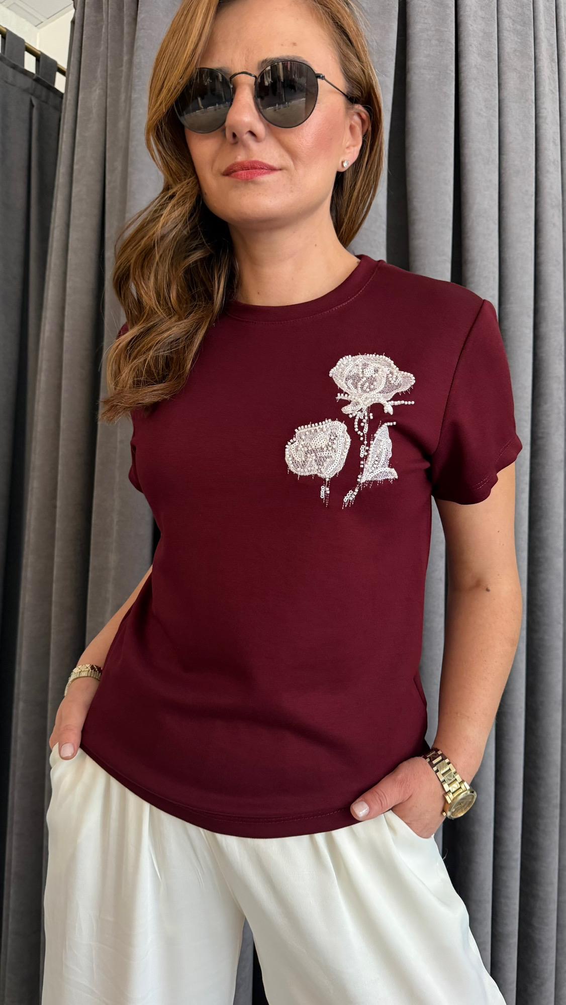 ıpkyl pul iş bordo tshirt