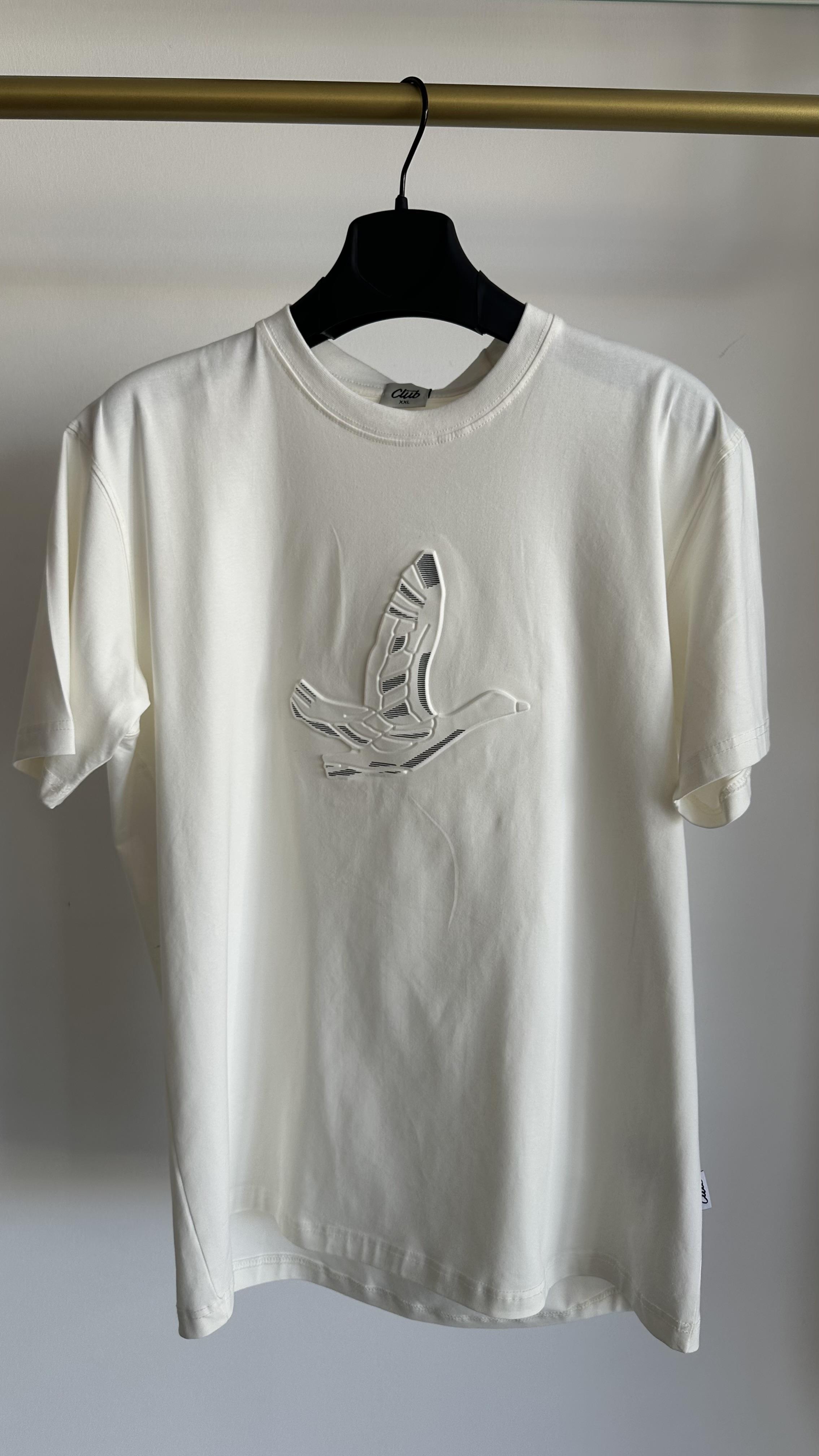 kabartma kuş battal ekru tshirt