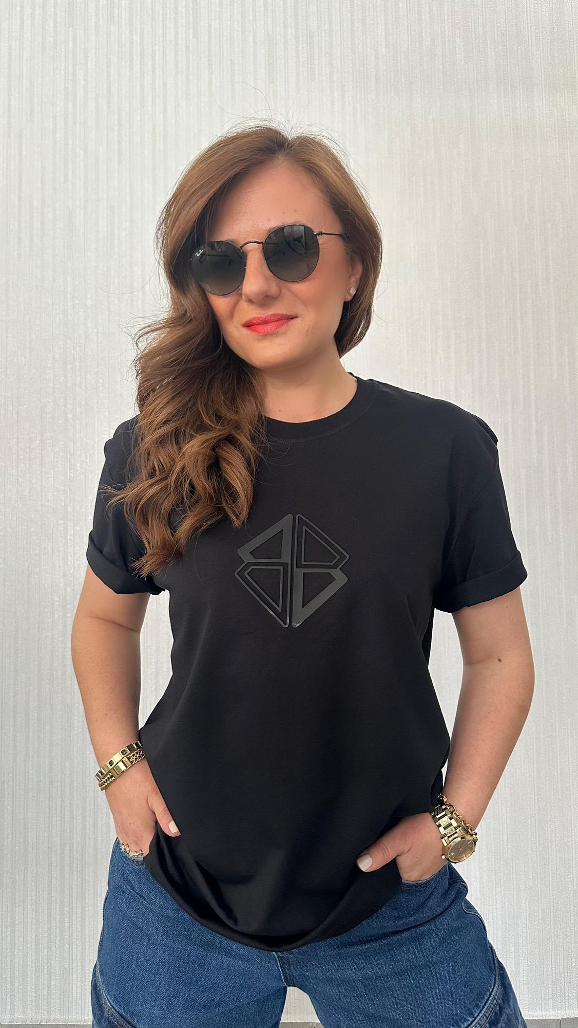 kauçuk baskı  siyah unısex tshirt