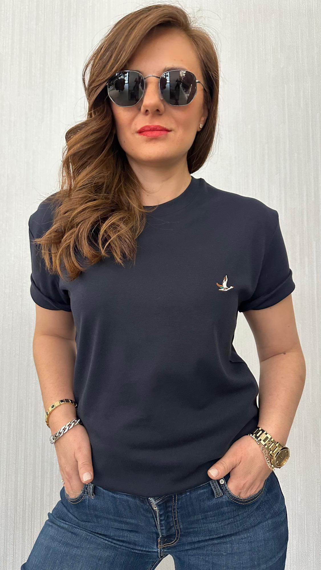 kuş logo unısex lacivert tshirt