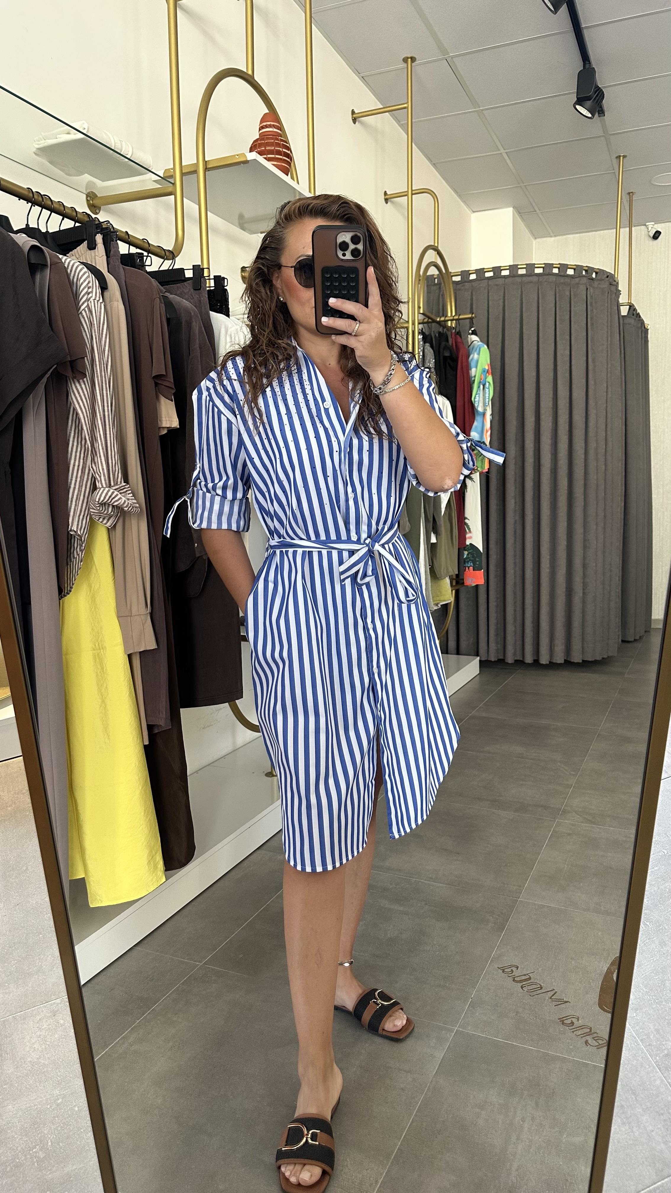 ntwrk model lacivert çizgili elbise