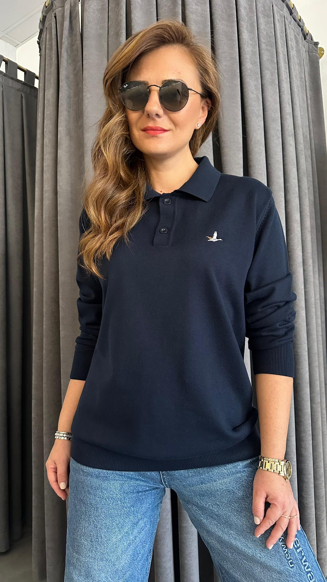 polo yaka lacivert unısex kazak