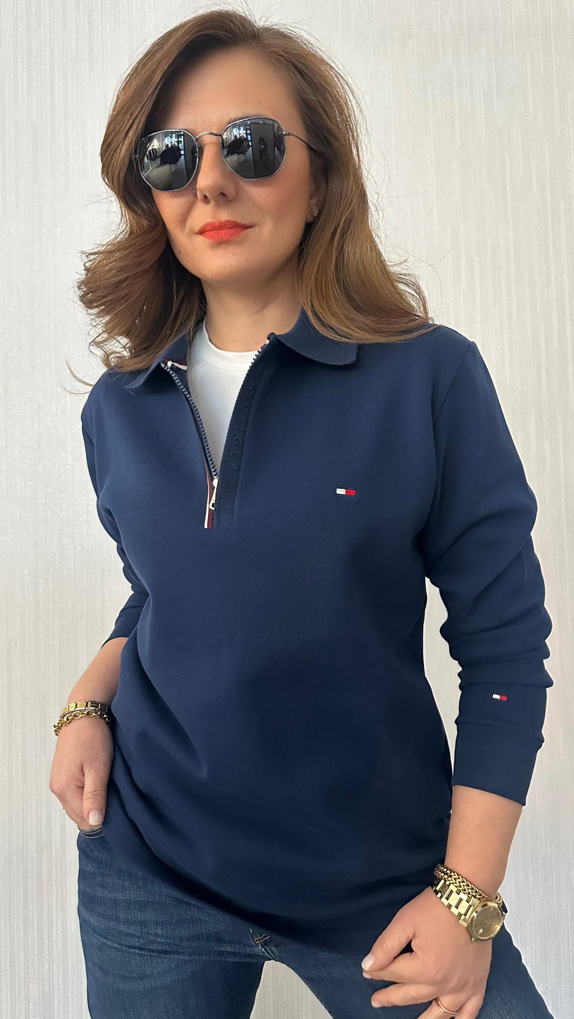 Polo yaka unısex lacivert sweat