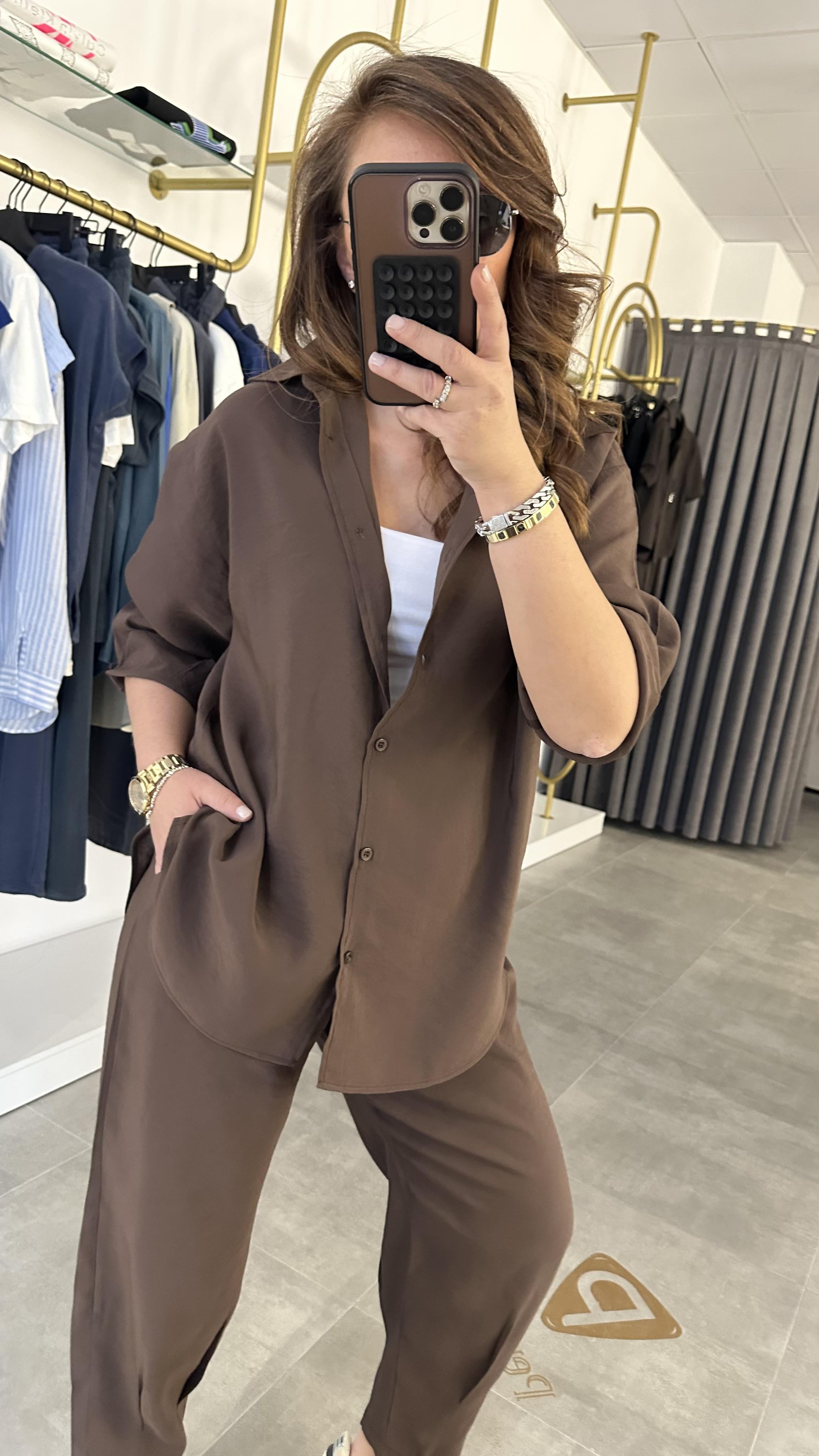 şalvar model kahve takım
