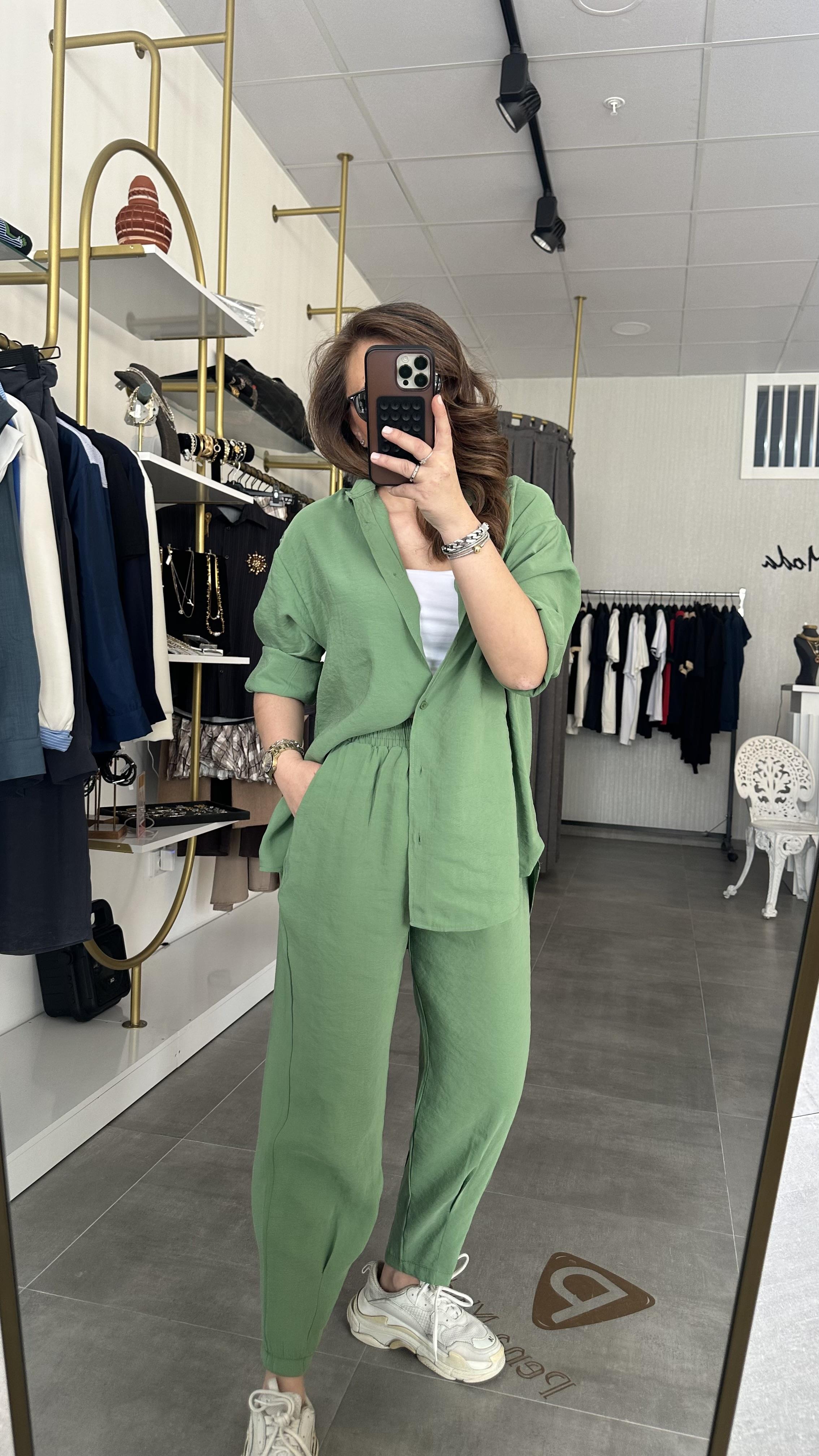 şalvar model yeşil takım