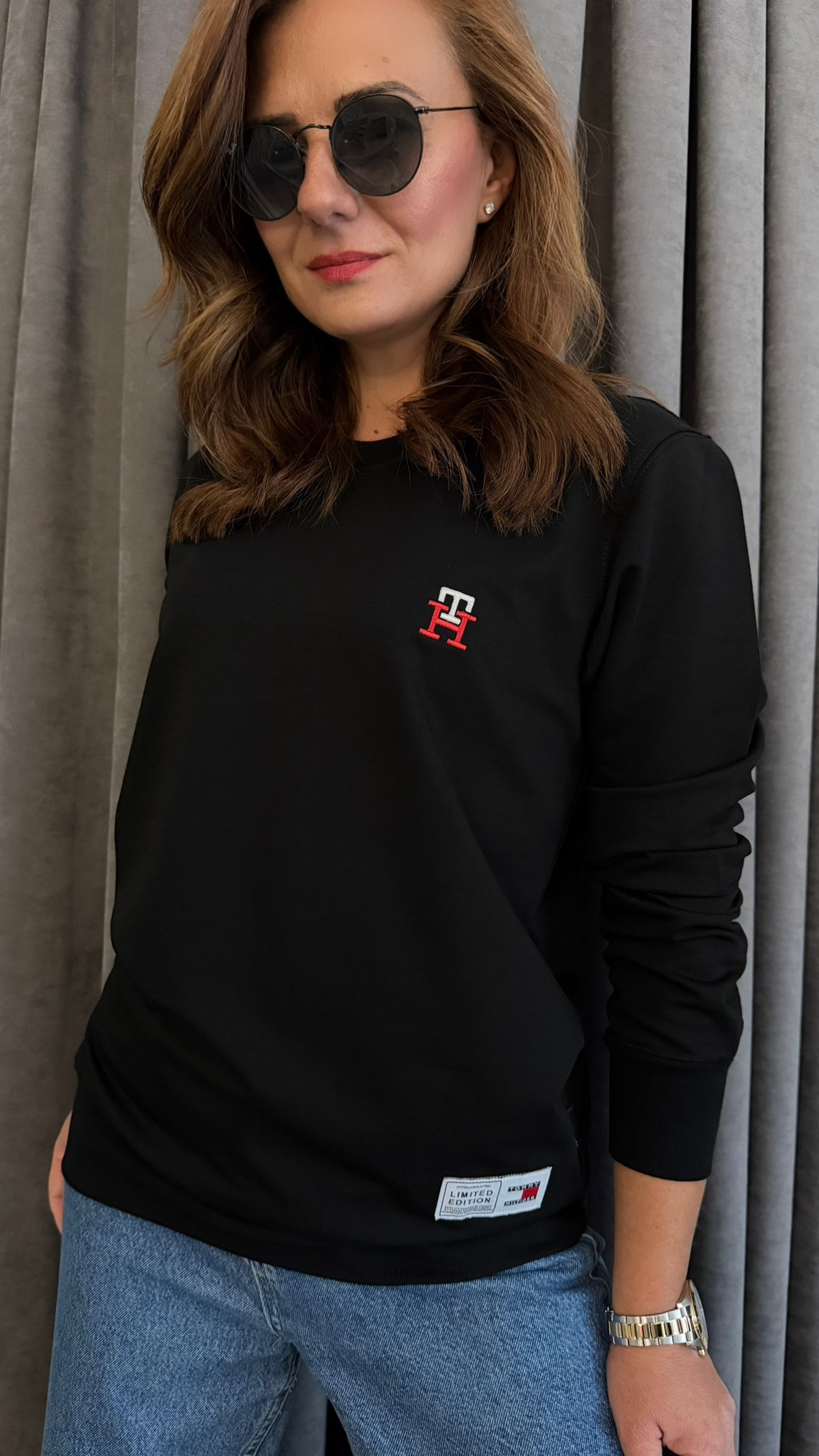 th göğüs nakış siyah unısex sweat siyah