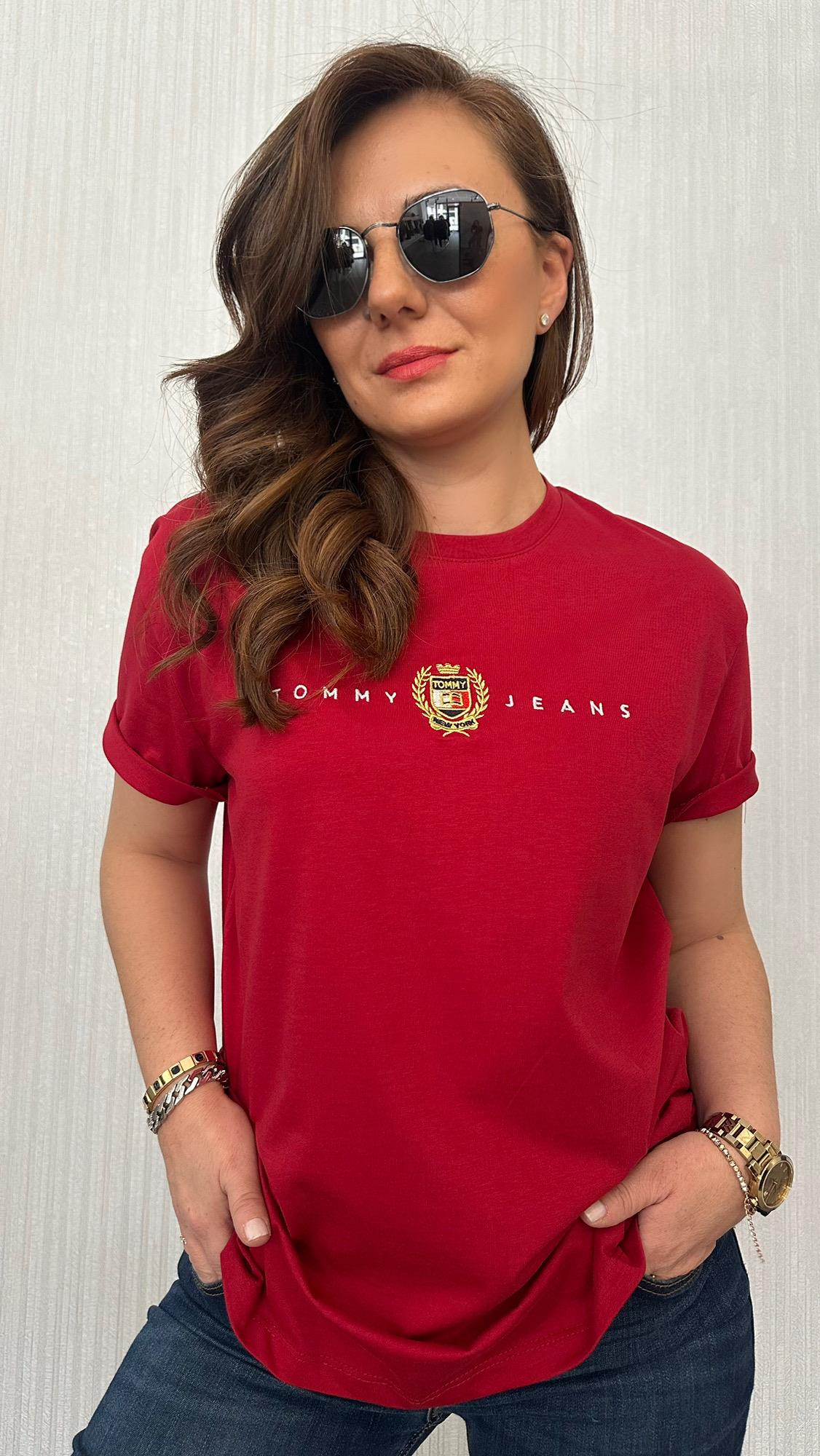th yazı bordo tshirt
