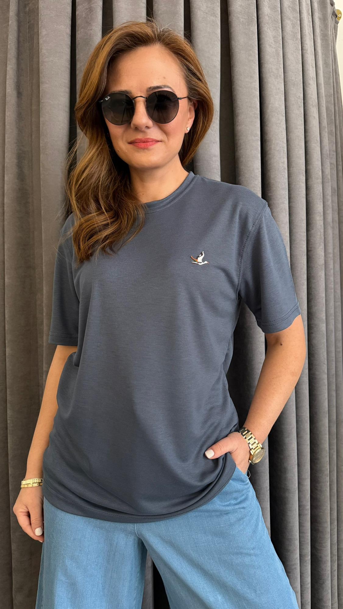 unısex antrasit kuş tshirt