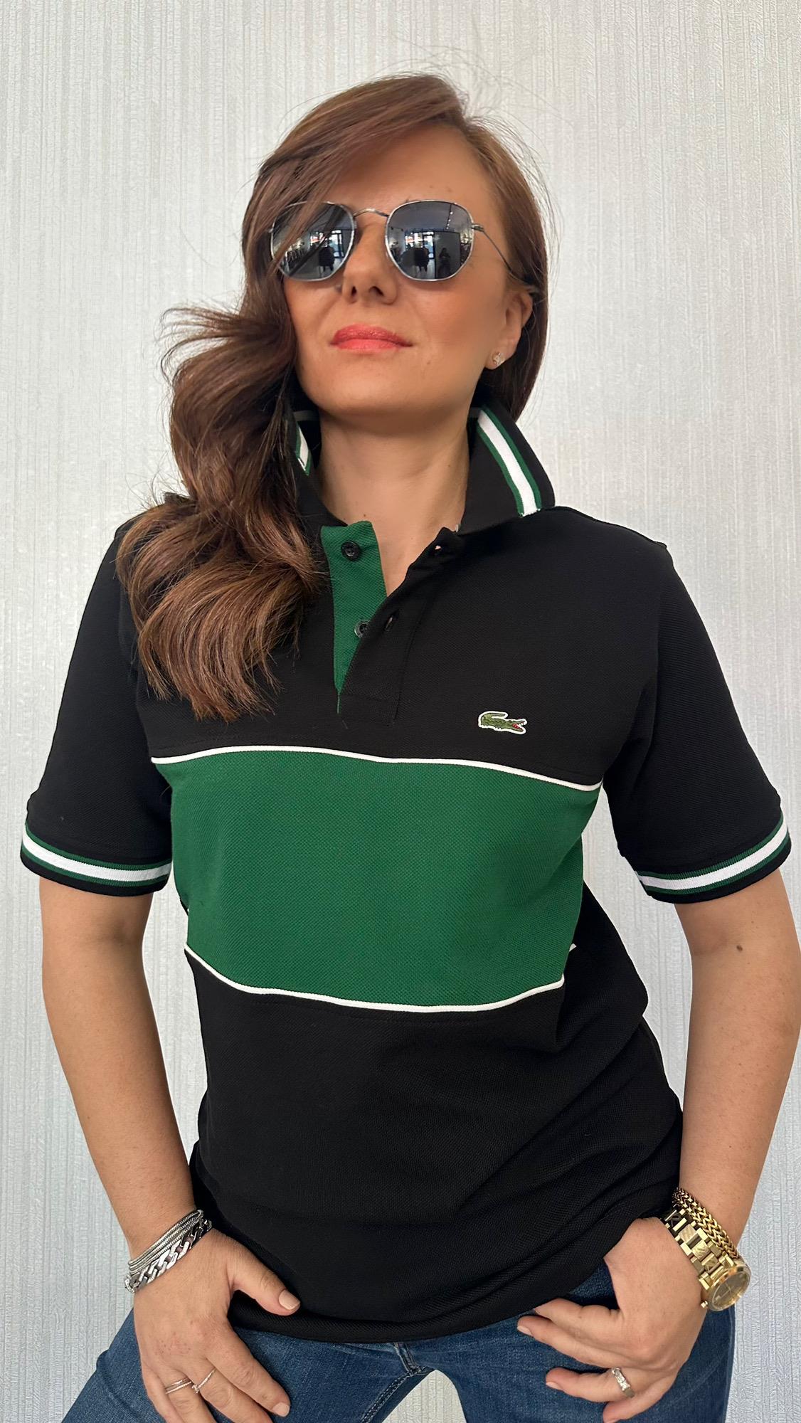 yeşil şerit polo yaka tshirt
