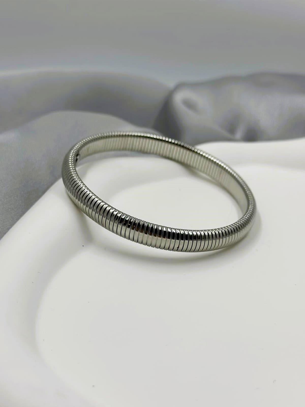 Elastik Çizgili Silver Bileklik