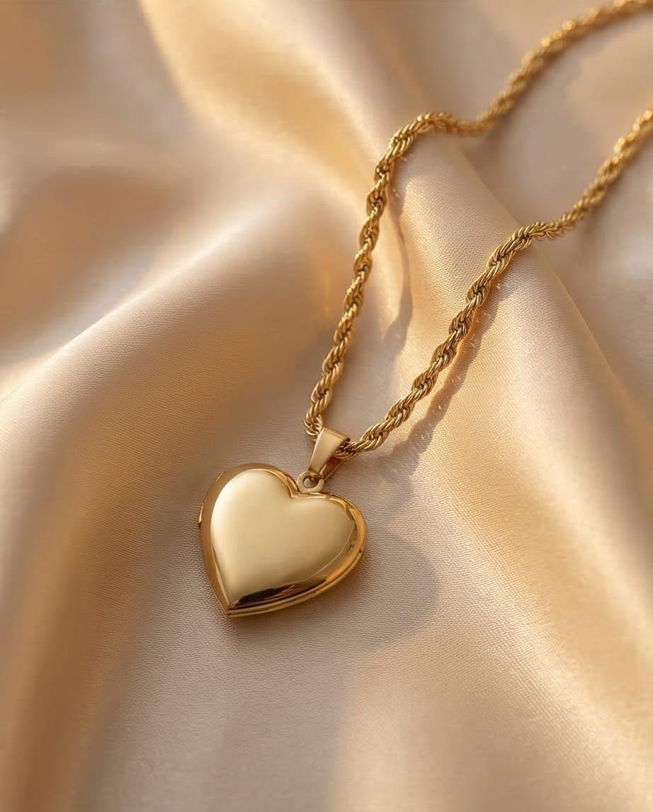 Kalın Zincir Açılır Kalp Kolye