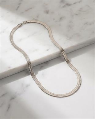 Yassı Zincir Kolye Silver