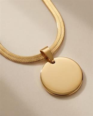 YASSI ZİNCİR PLAKA KOLYE GOLD