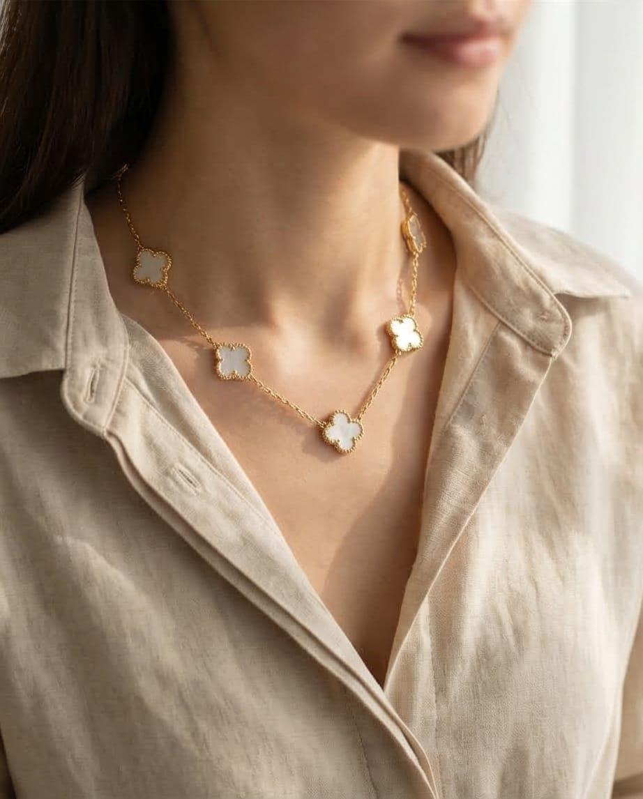 5Li Van Cleef Kolye Beyaz Taşlı