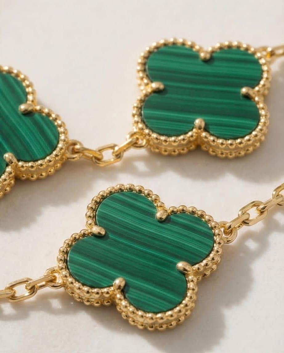 5Li Van Cleef Yeşil Taşlı Kolye