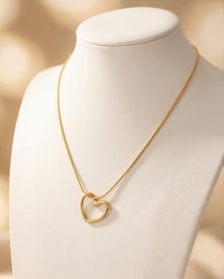 İçi Boş Kalp Kolye Gold