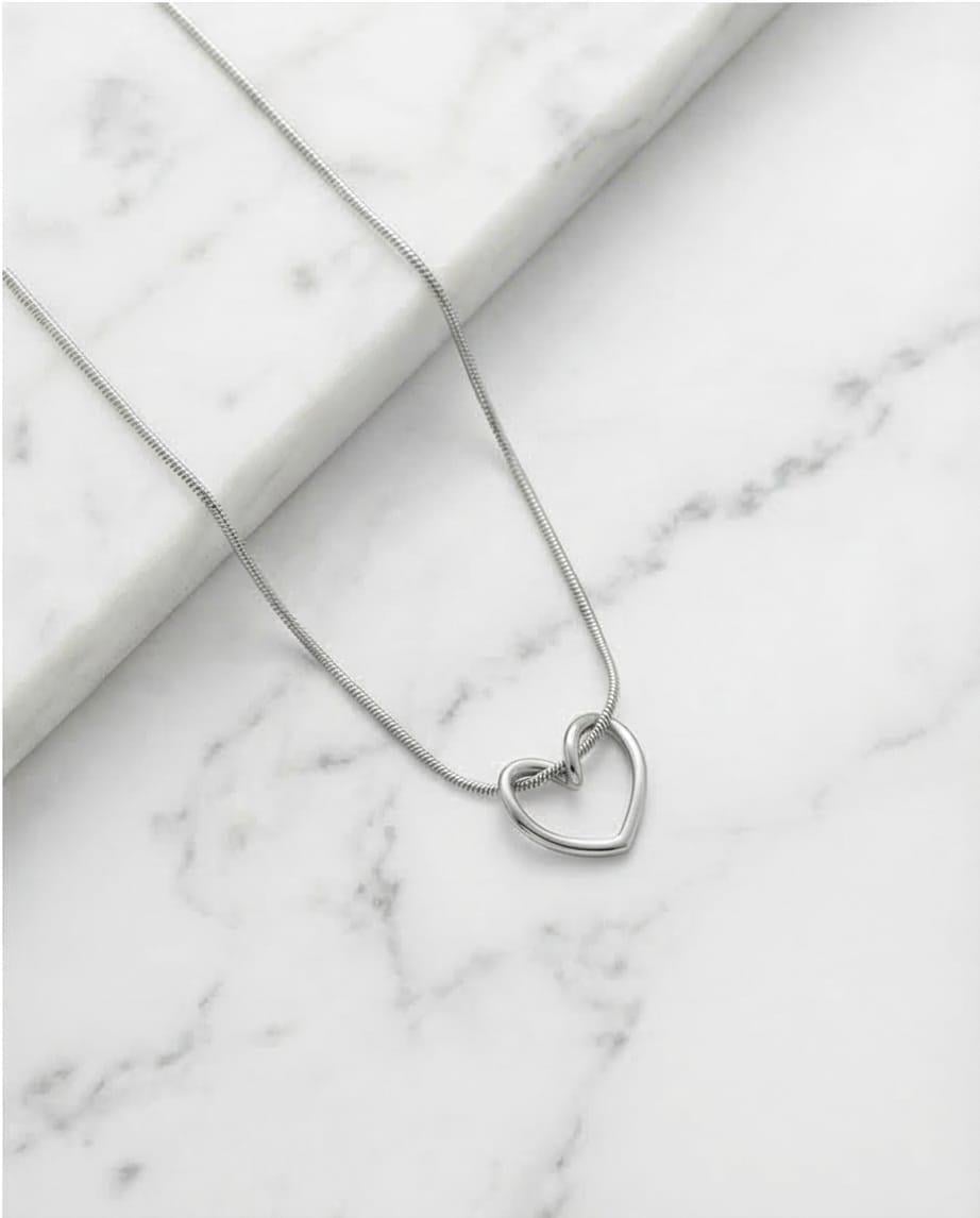 İçi Boş Kalp Kolye Silver