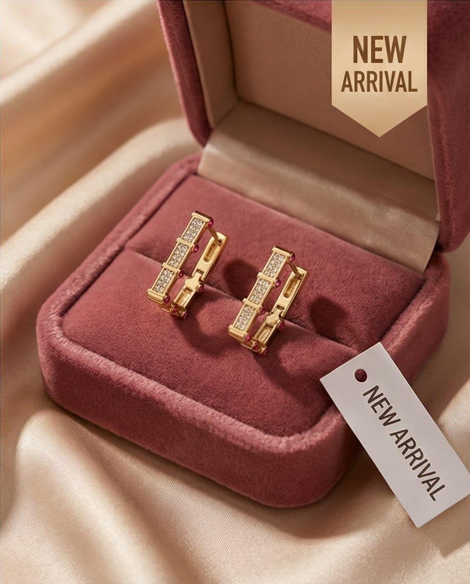 Serenay Kırmızı Taşlı Küpe