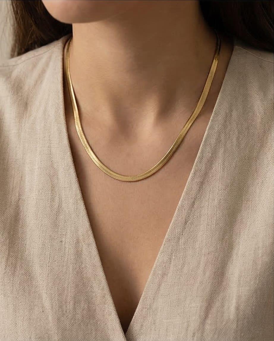 Yassı Zincir Kolye Gold