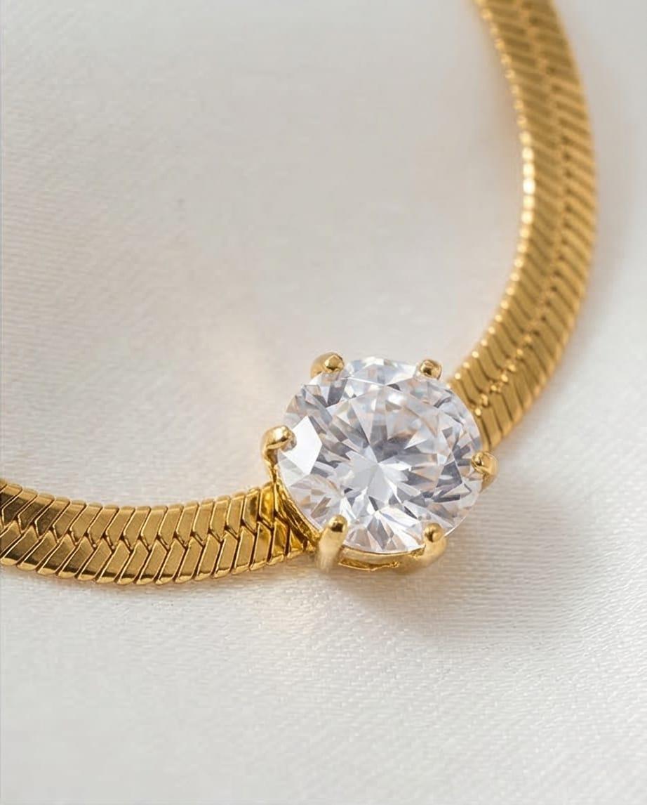 Yassı Zincirli Tektaş Kolye