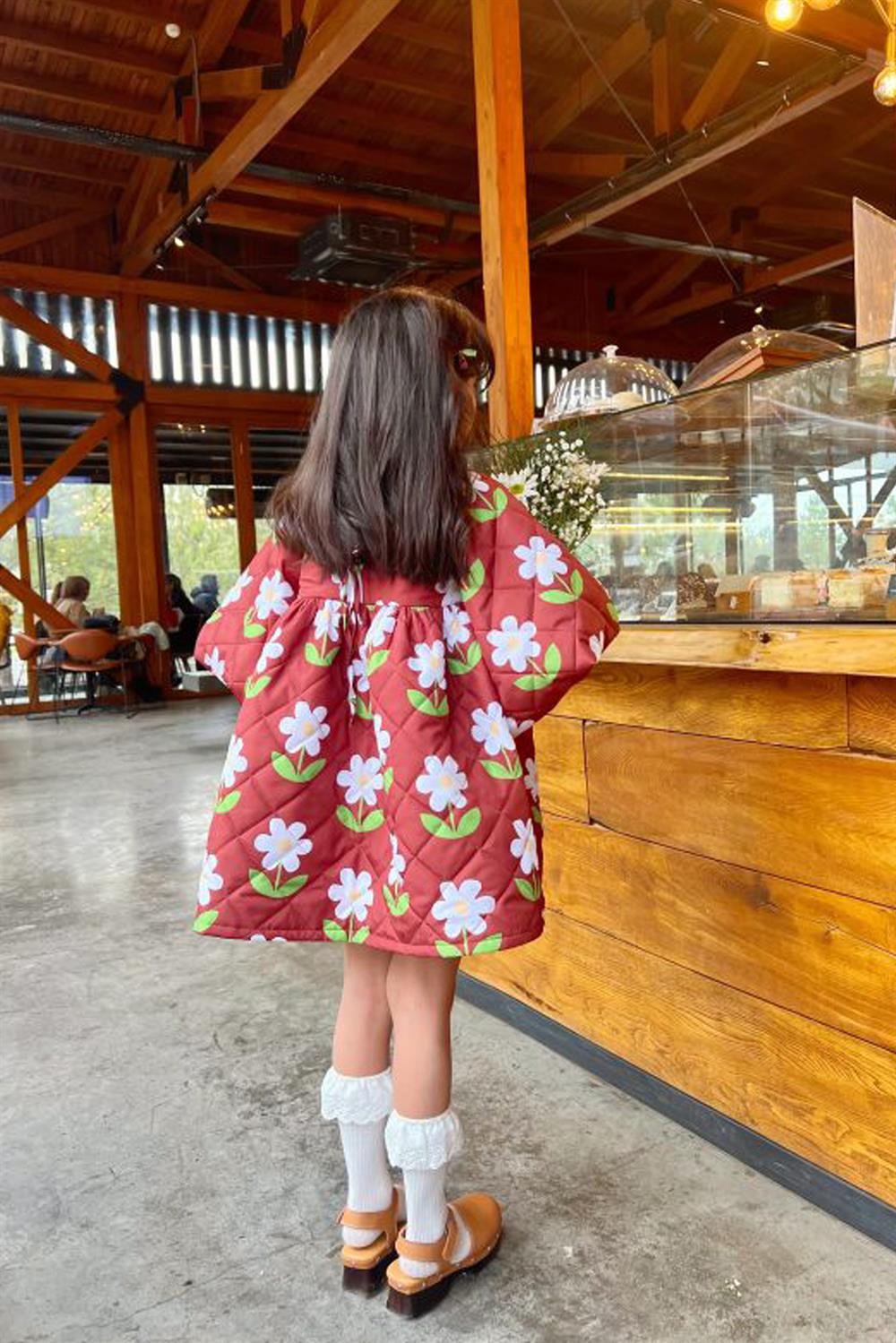 Daisy Dream Puff Dress Child Burgundy